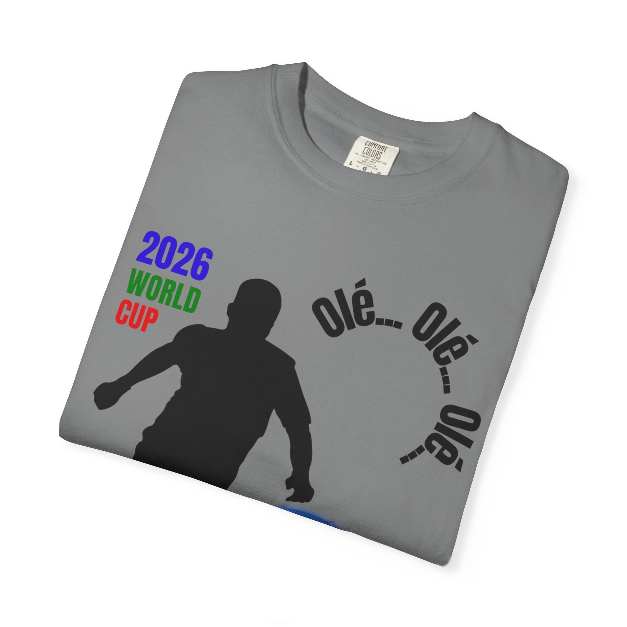 2026 World Cup Soccer T-Shirt — 'Olé Olé Olé' Fan Tee with Player Silhouette