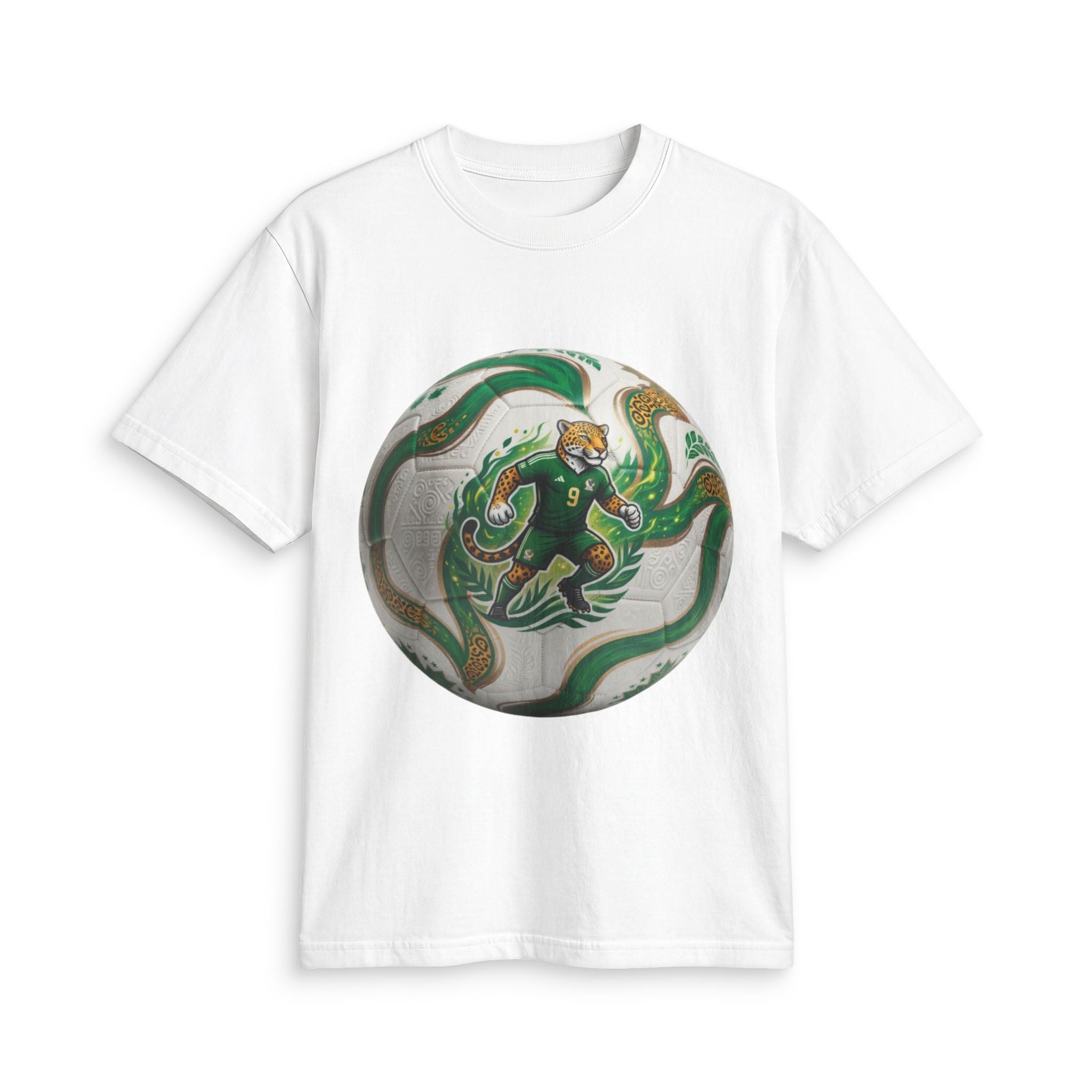 Soccer Graphic T‑Shirt — Green Ball Mexico 2026 World Cup Style Football Design