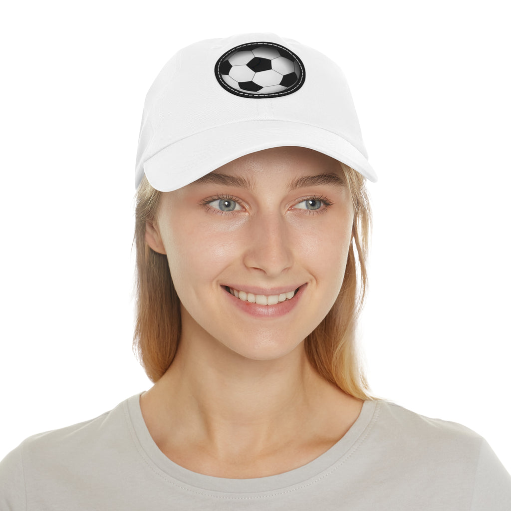 Soccer Leather Patch Dad Hat — Round Football Baseball Cap