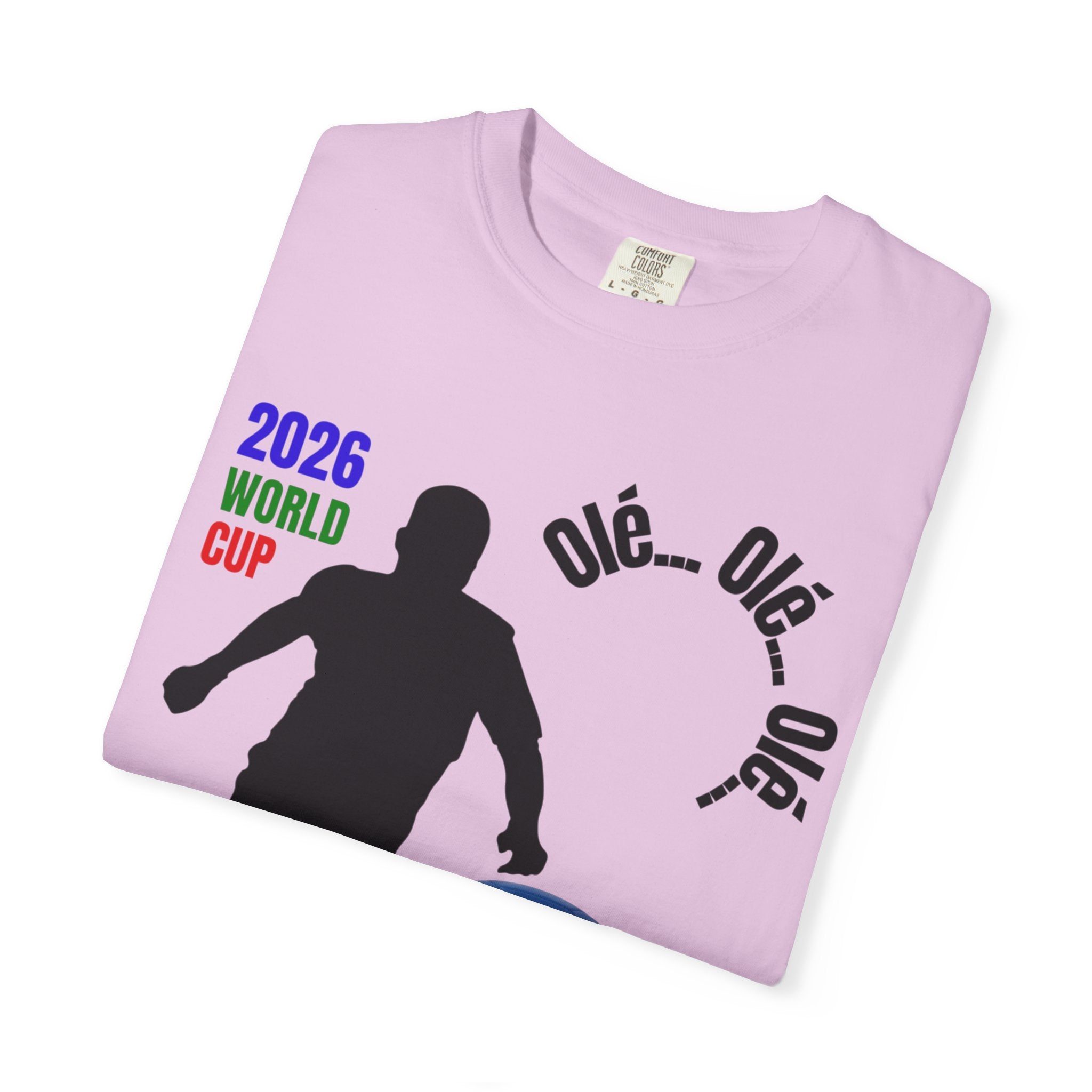 2026 World Cup Soccer T-Shirt — 'Olé Olé Olé' Fan Tee with Player Silhouette