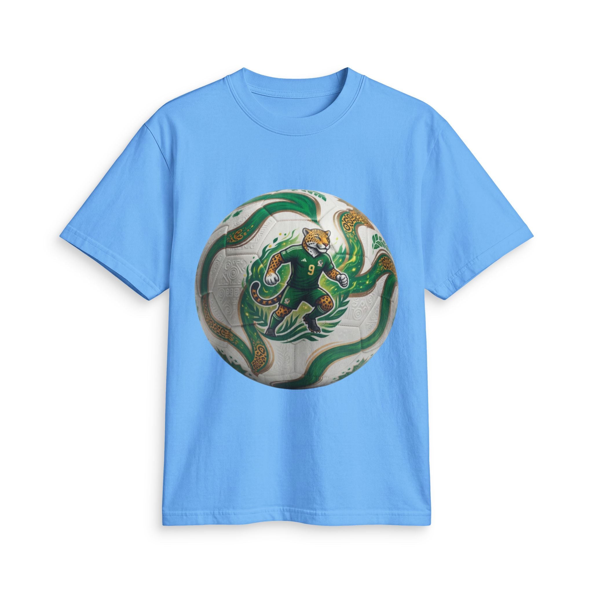 Soccer Graphic T‑Shirt — Green Ball Mexico 2026 World Cup Style Football Design