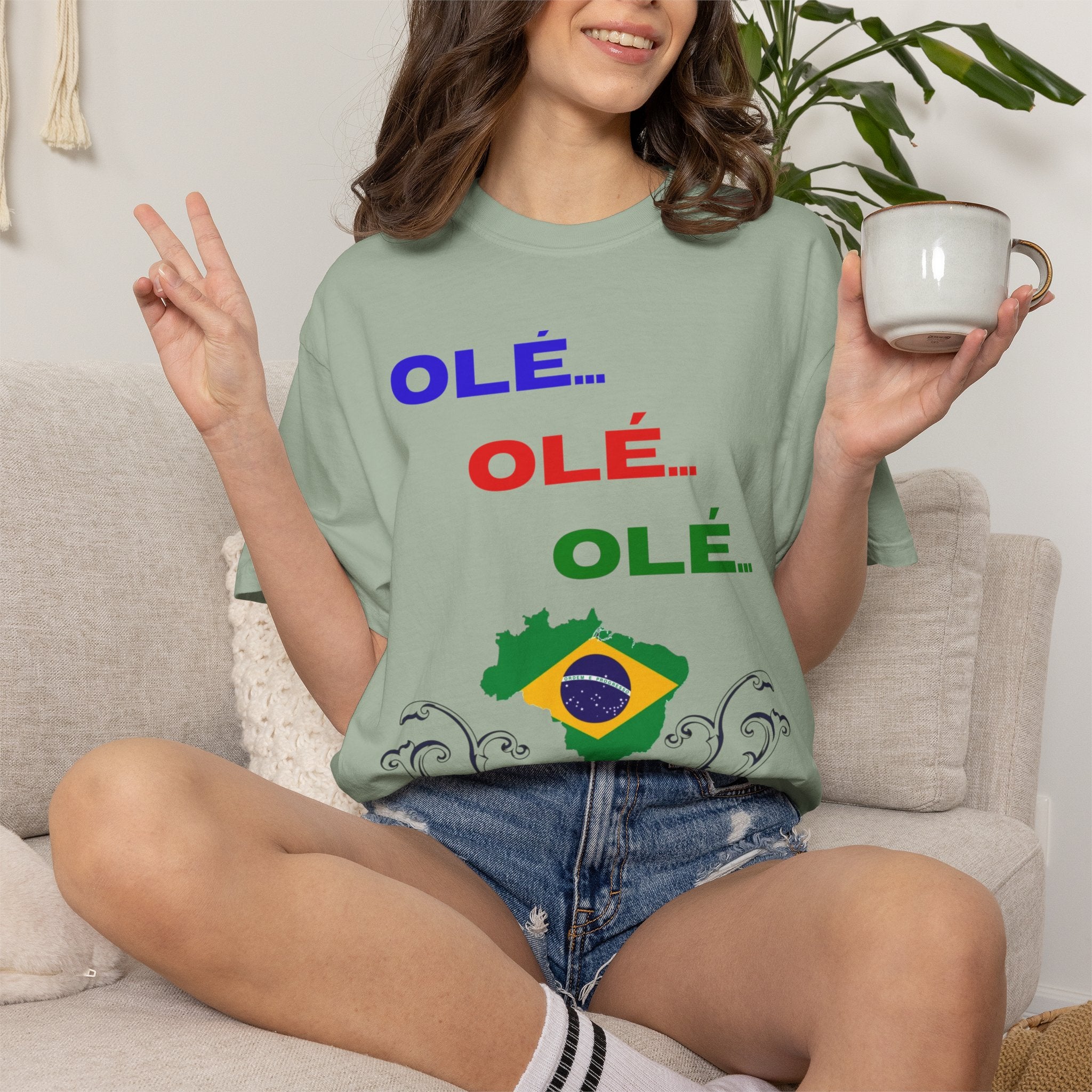 Brazil Olé World Cup 2026 T-Shirt — Brazil Flag Map Soccer Fan Tee