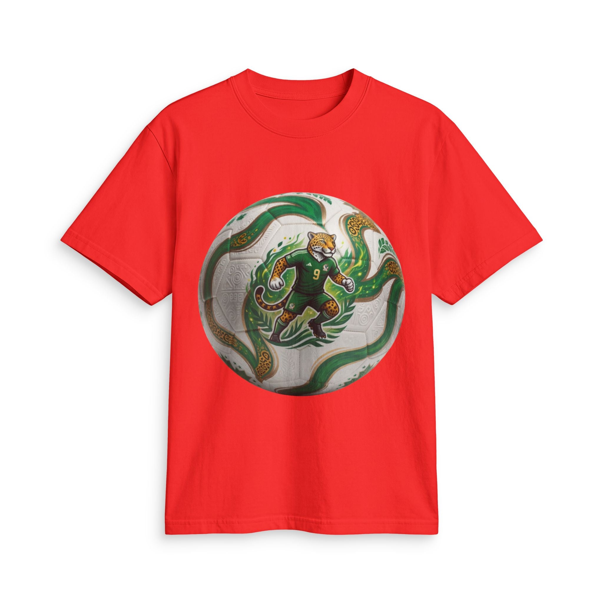 Soccer Graphic T‑Shirt — Green Ball Mexico 2026 World Cup Style Football Design