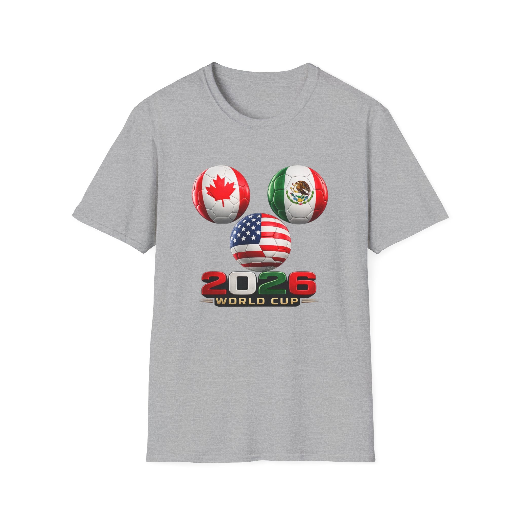 World Cup Trio Soccer Ball T-Shirt — USA Canada Mexico Flags