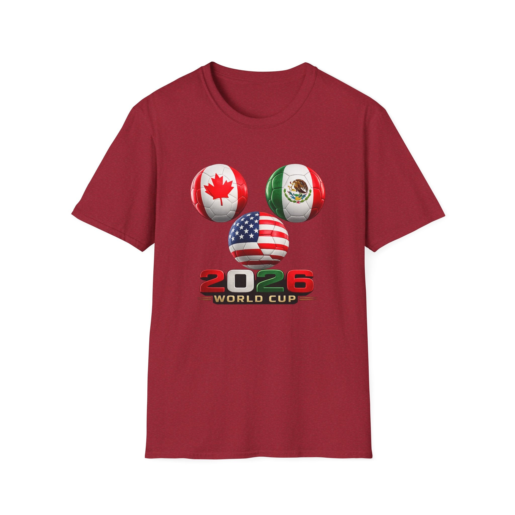 World Cup Trio Soccer Ball T-Shirt — USA Canada Mexico Flags