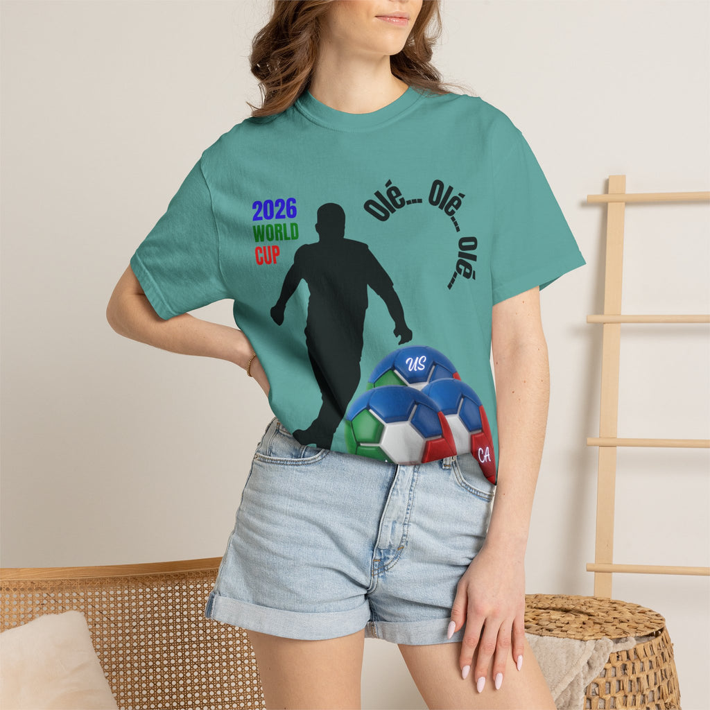 2026 World Cup Soccer T-Shirt — 'Olé Olé Olé' Fan Tee with Player Silhouette