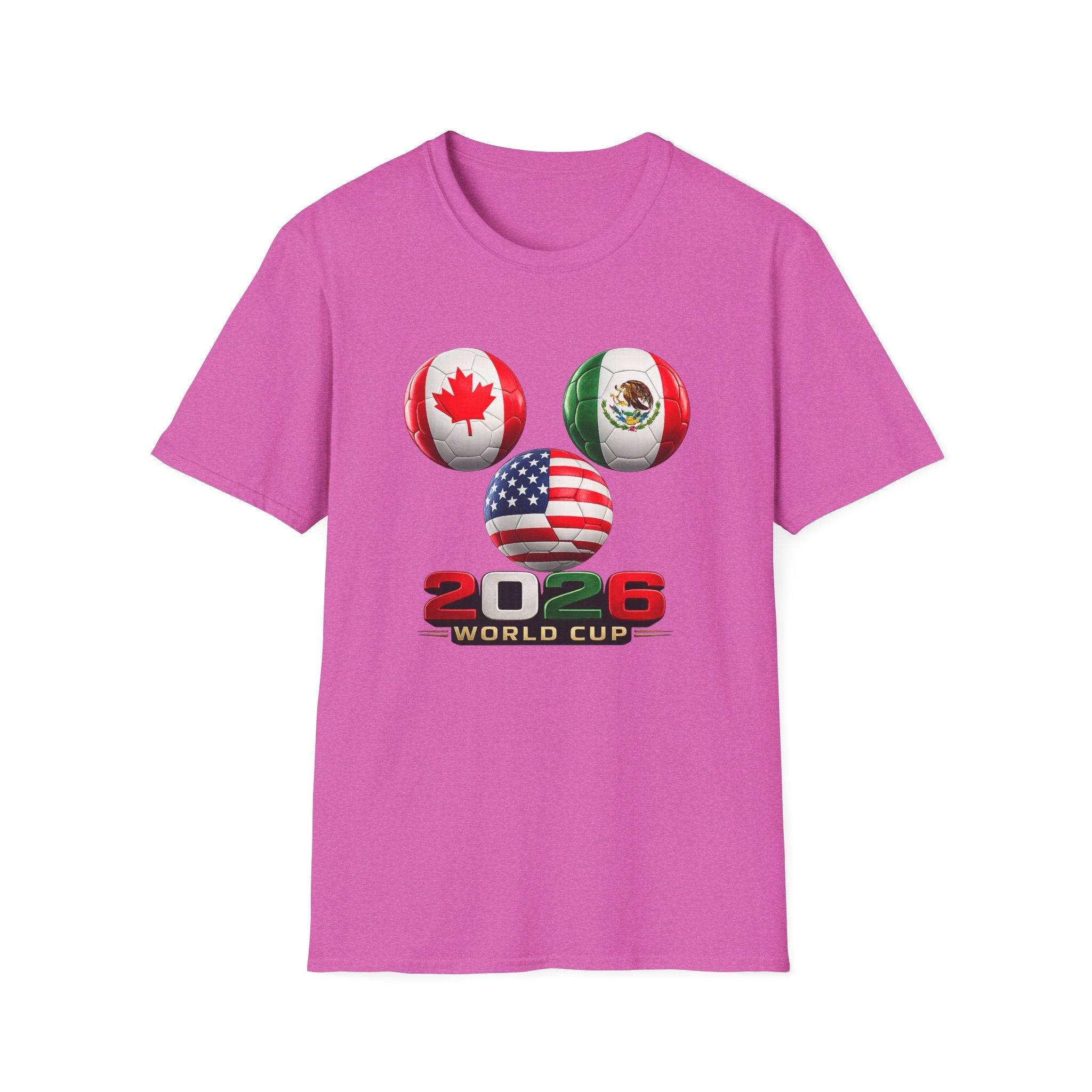 World Cup Trio Soccer Ball T-Shirt — USA Canada Mexico Flags