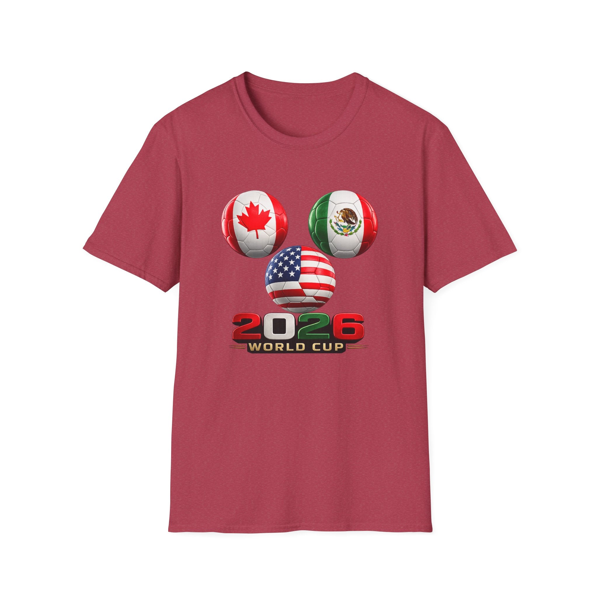 World Cup Trio Soccer Ball T-Shirt — USA Canada Mexico Flags