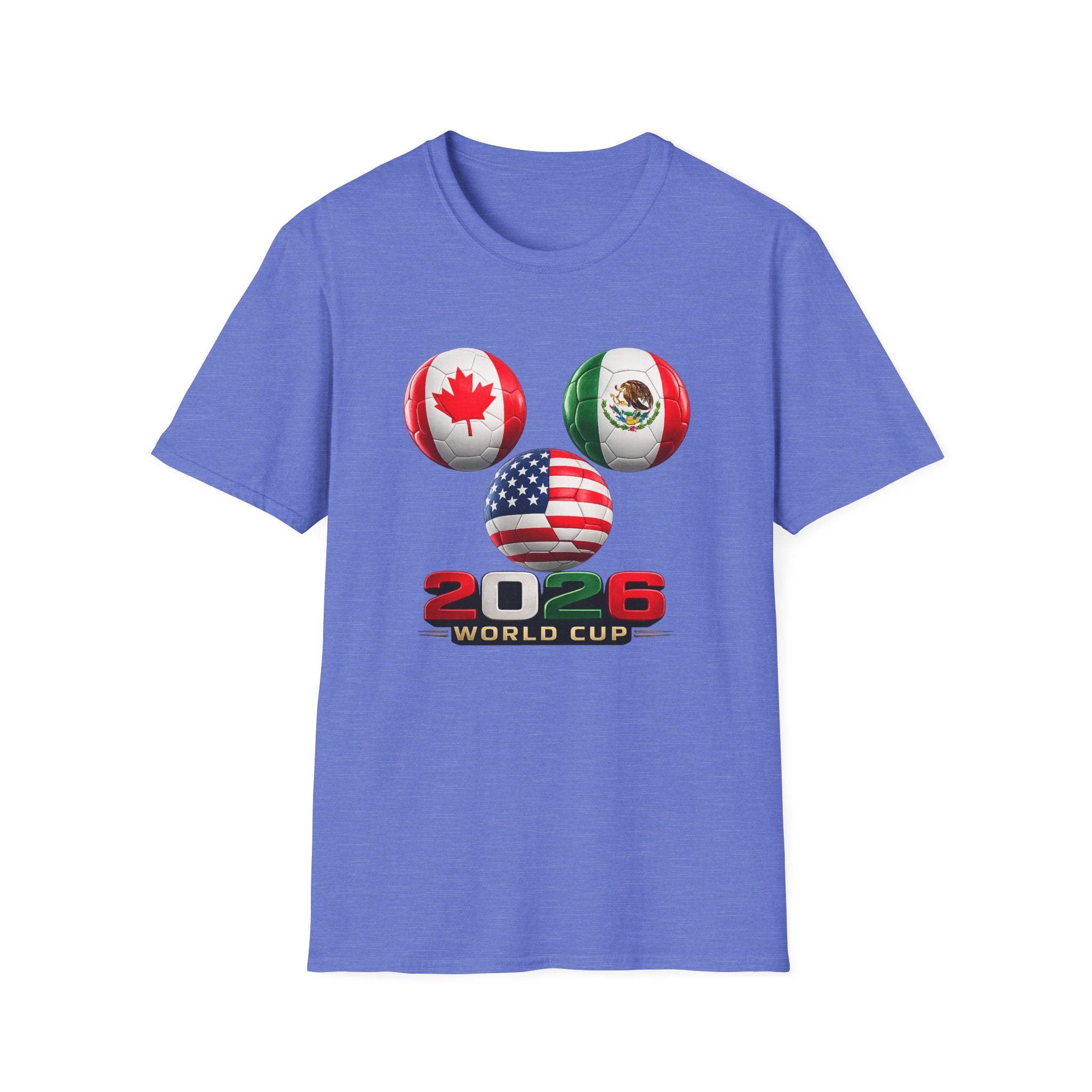World Cup Trio Soccer Ball T-Shirt — USA Canada Mexico Flags