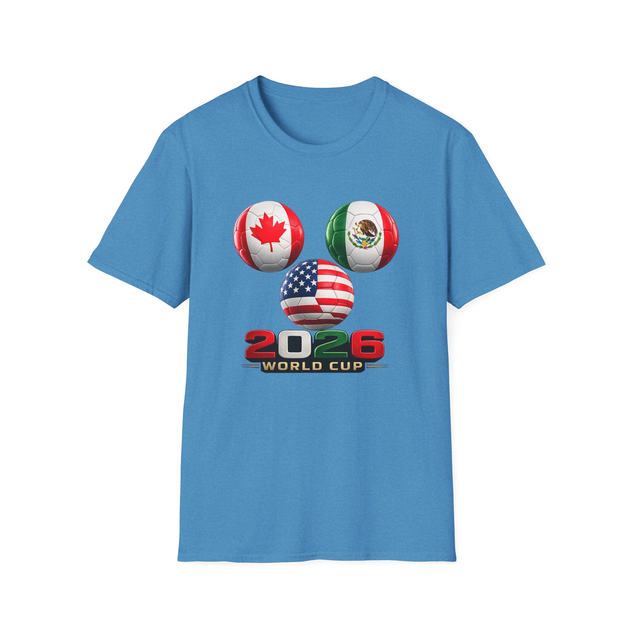 World Cup Trio Soccer Ball T-Shirt — USA Canada Mexico Flags