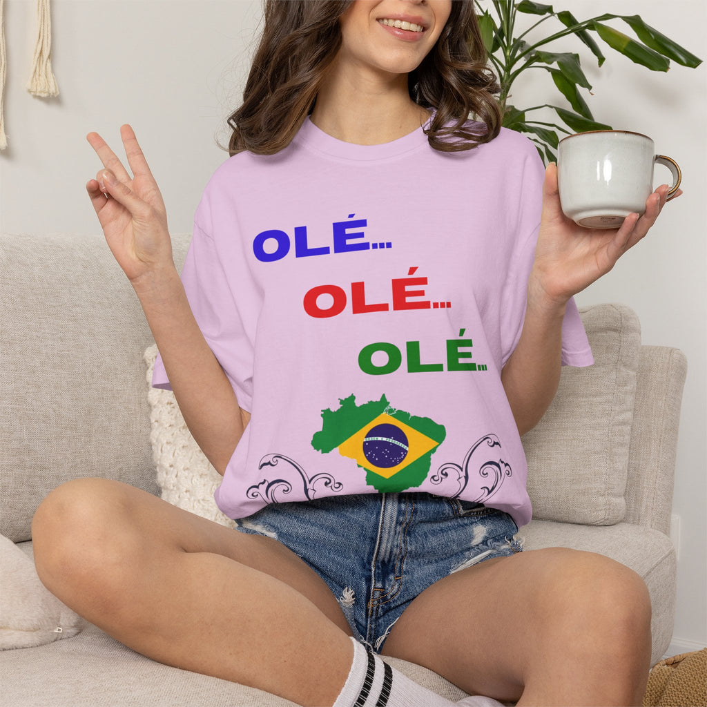 Brazil Olé World Cup 2026 T-Shirt — Brazil Flag Map Soccer Fan Tee