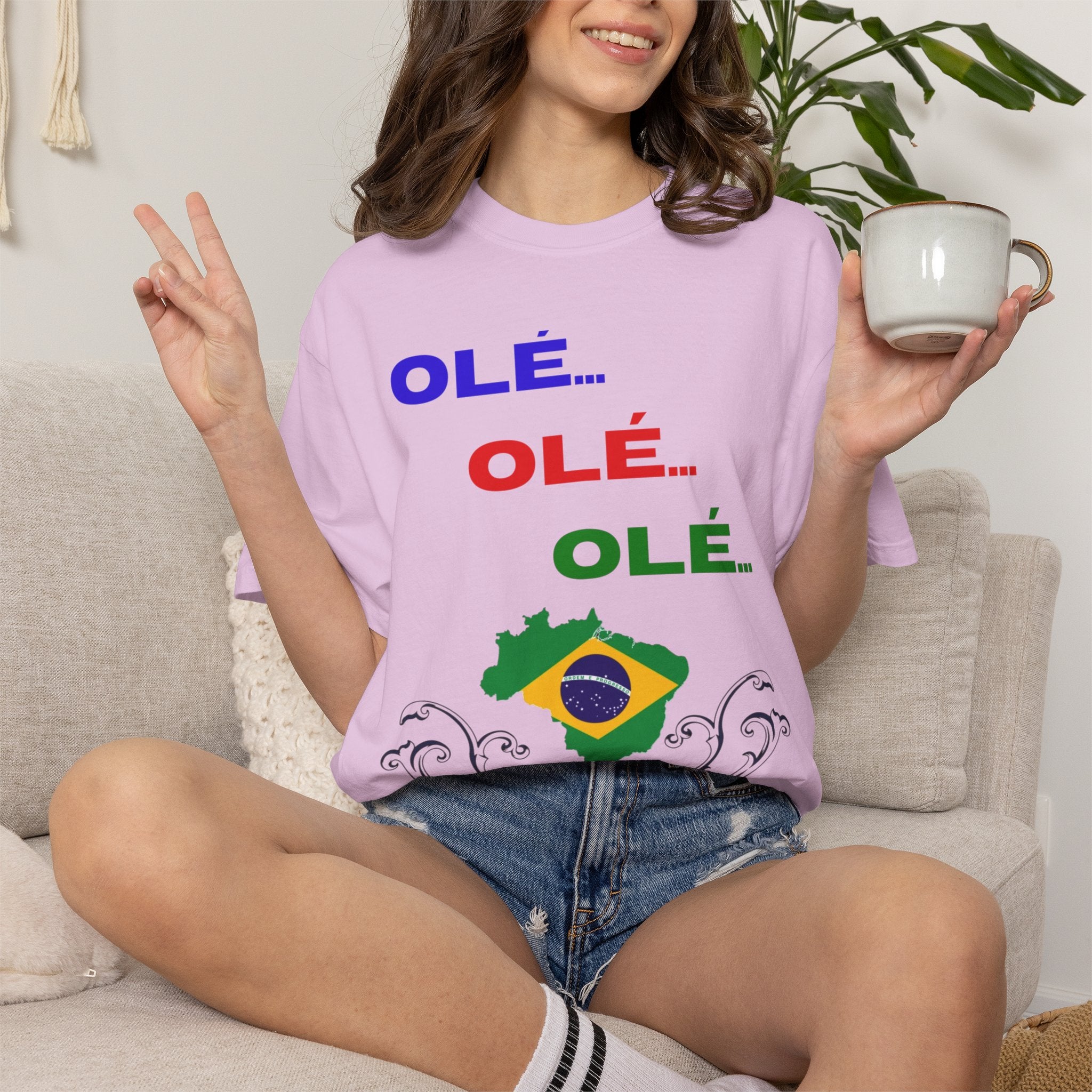 Brazil Olé World Cup 2026 T-Shirt — Brazil Flag Map Soccer Fan Tee