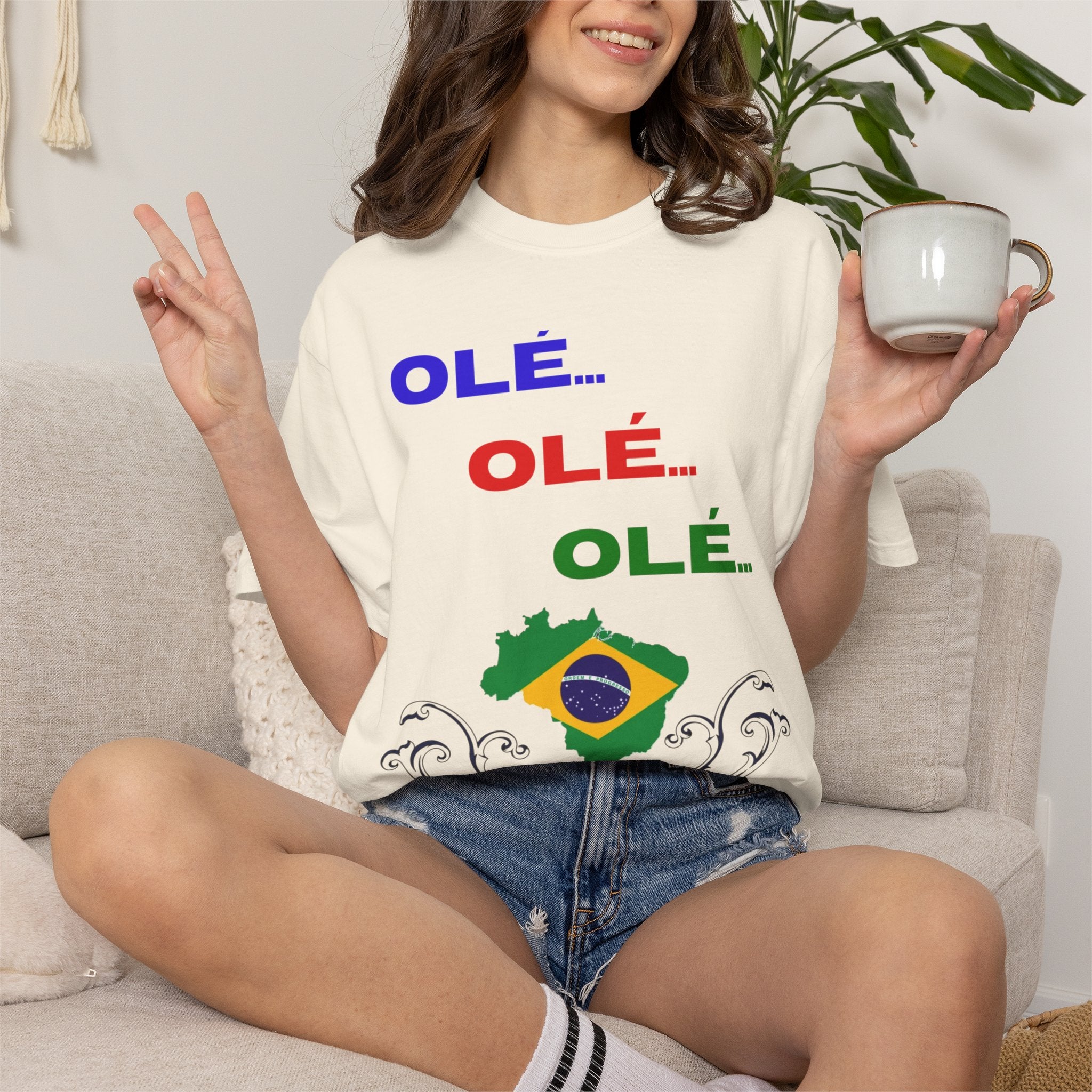 Brazil Olé World Cup 2026 T-Shirt — Brazil Flag Map Soccer Fan Tee