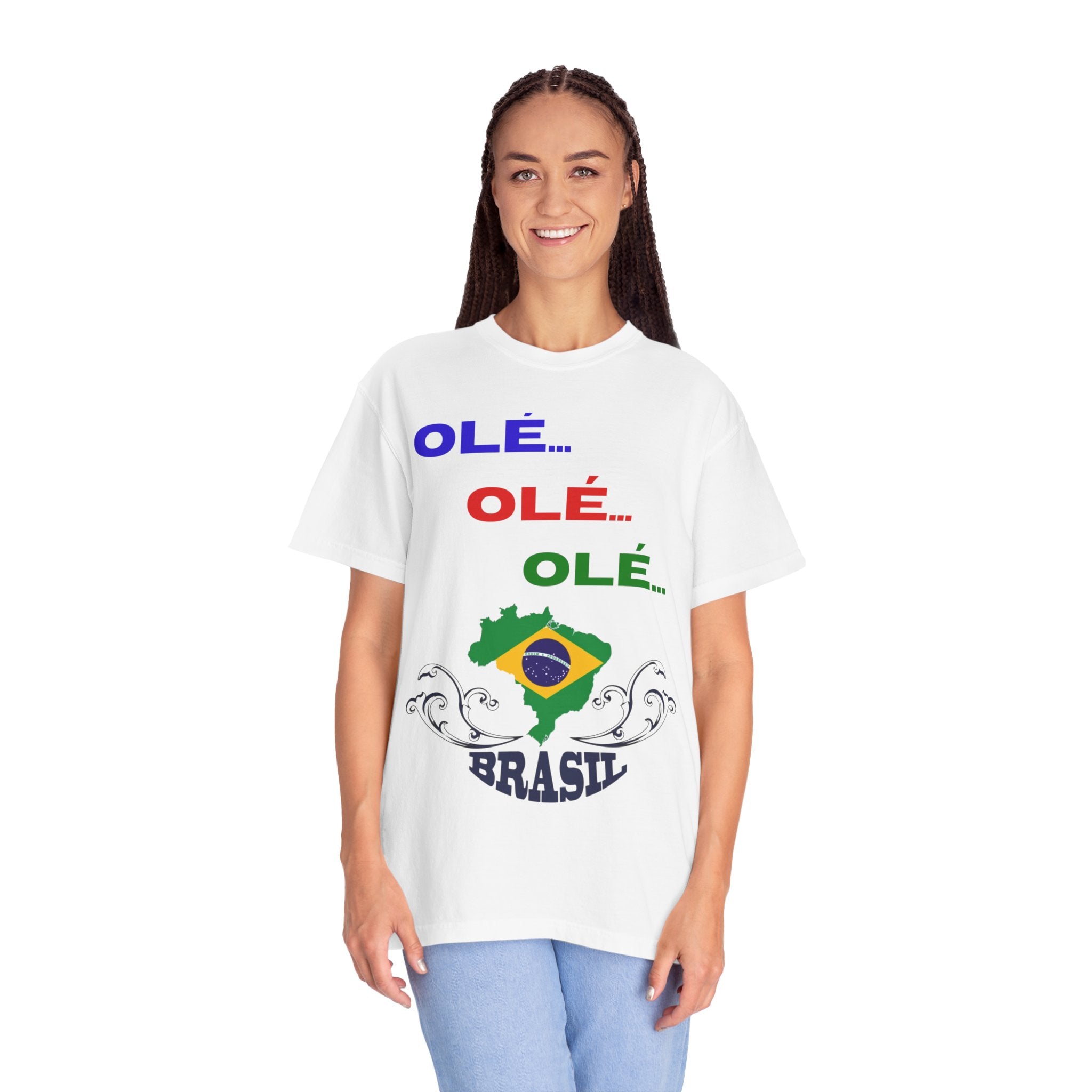Brazil Olé World Cup 2026 T-Shirt — Brazil Flag Map Soccer Fan Tee