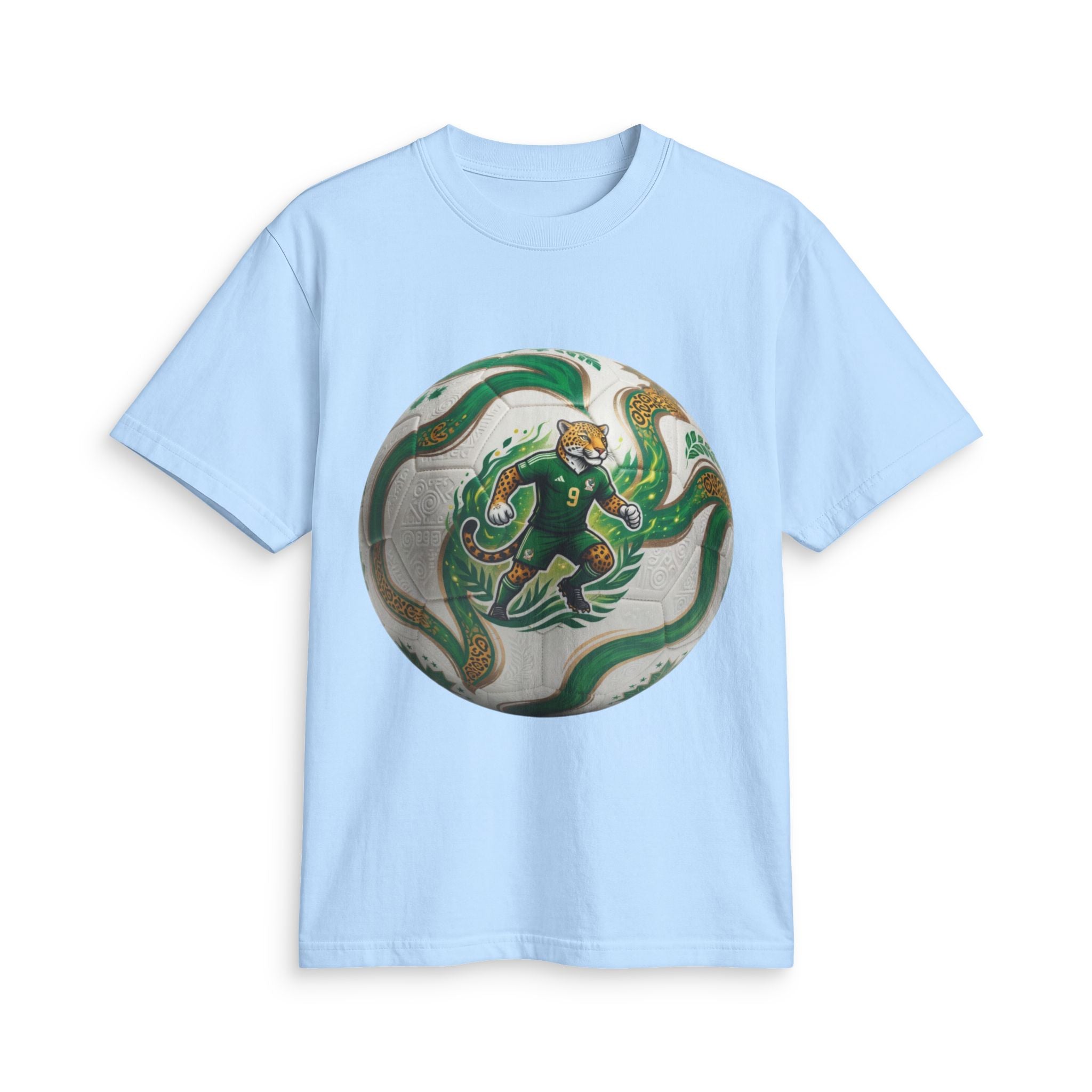 Soccer Graphic T‑Shirt — Green Ball Mexico 2026 World Cup Style Football Design
