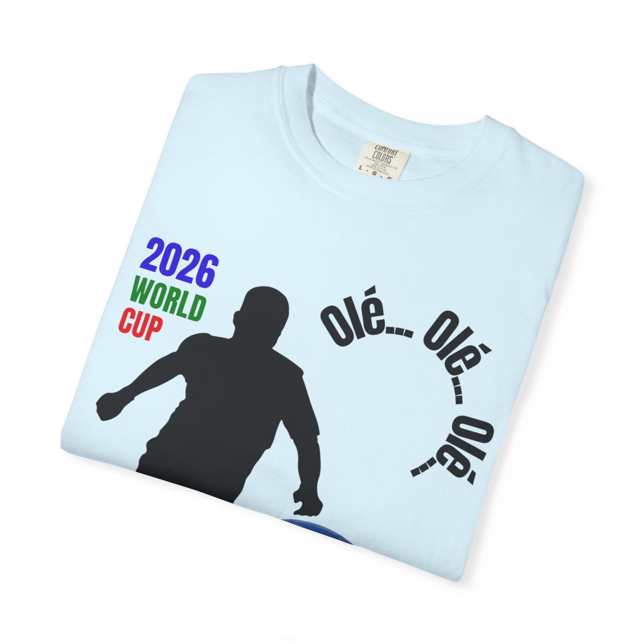 2026 World Cup Soccer T-Shirt — 'Olé Olé Olé' Fan Tee with Player Silhouette