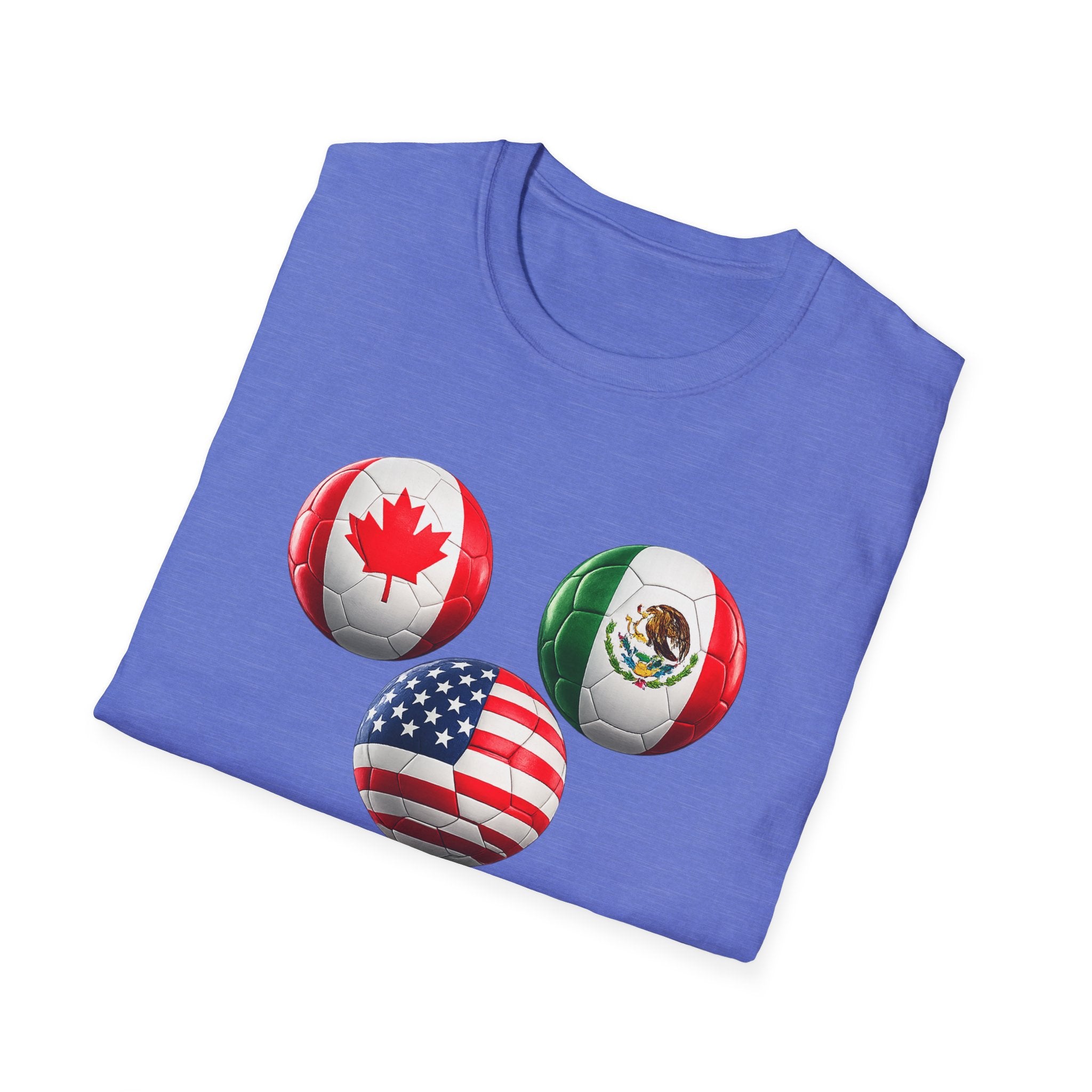 World Cup Trio Soccer Ball T-Shirt — USA Canada Mexico Flags