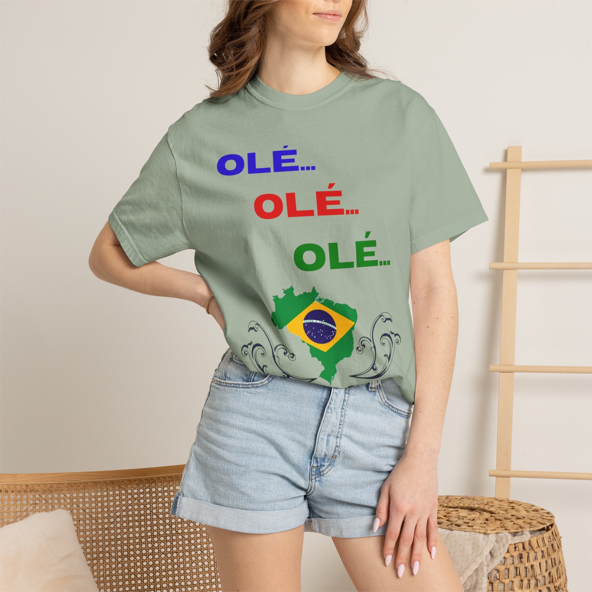 Brazil Olé World Cup 2026 T-Shirt — Brazil Flag Map Soccer Fan Tee