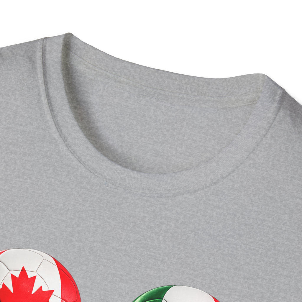 World Cup Trio Soccer Ball T-Shirt — USA Canada Mexico Flags