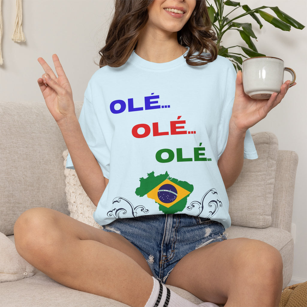 Brazil Olé World Cup 2026 T-Shirt — Brazil Flag Map Soccer Fan Tee
