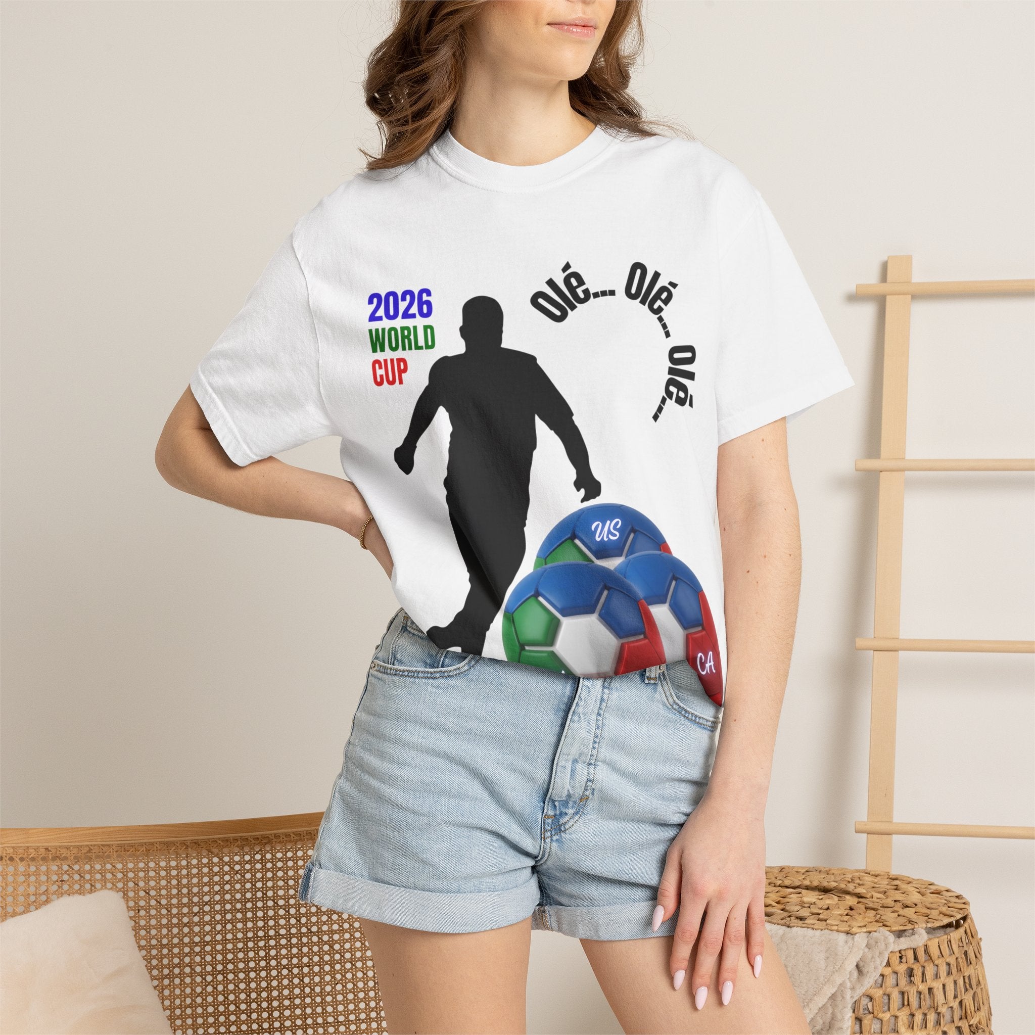 2026 World Cup Soccer T-Shirt — 'Olé Olé Olé' Fan Tee with Player Silhouette