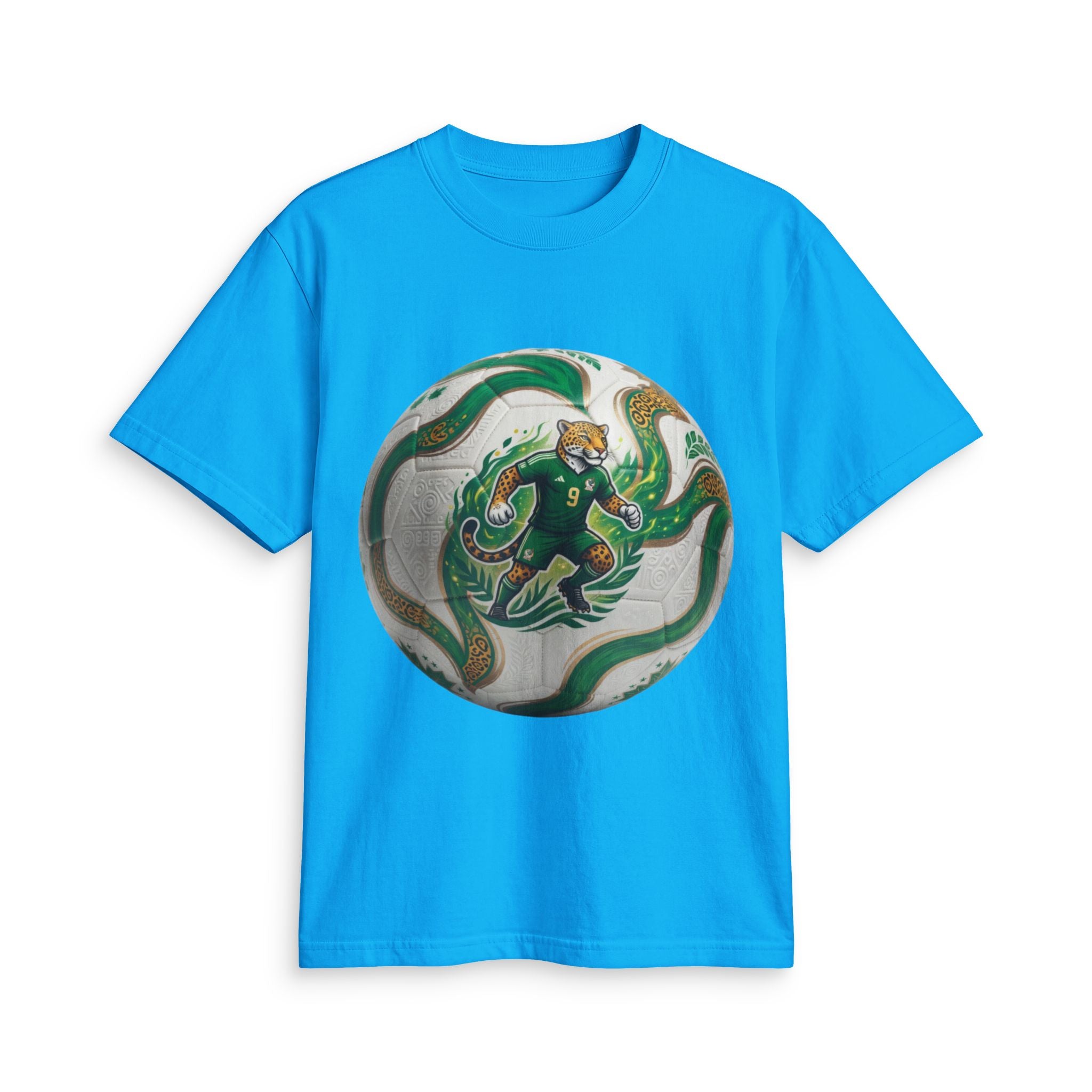 Soccer Graphic T‑Shirt — Green Ball Mexico 2026 World Cup Style Football Design
