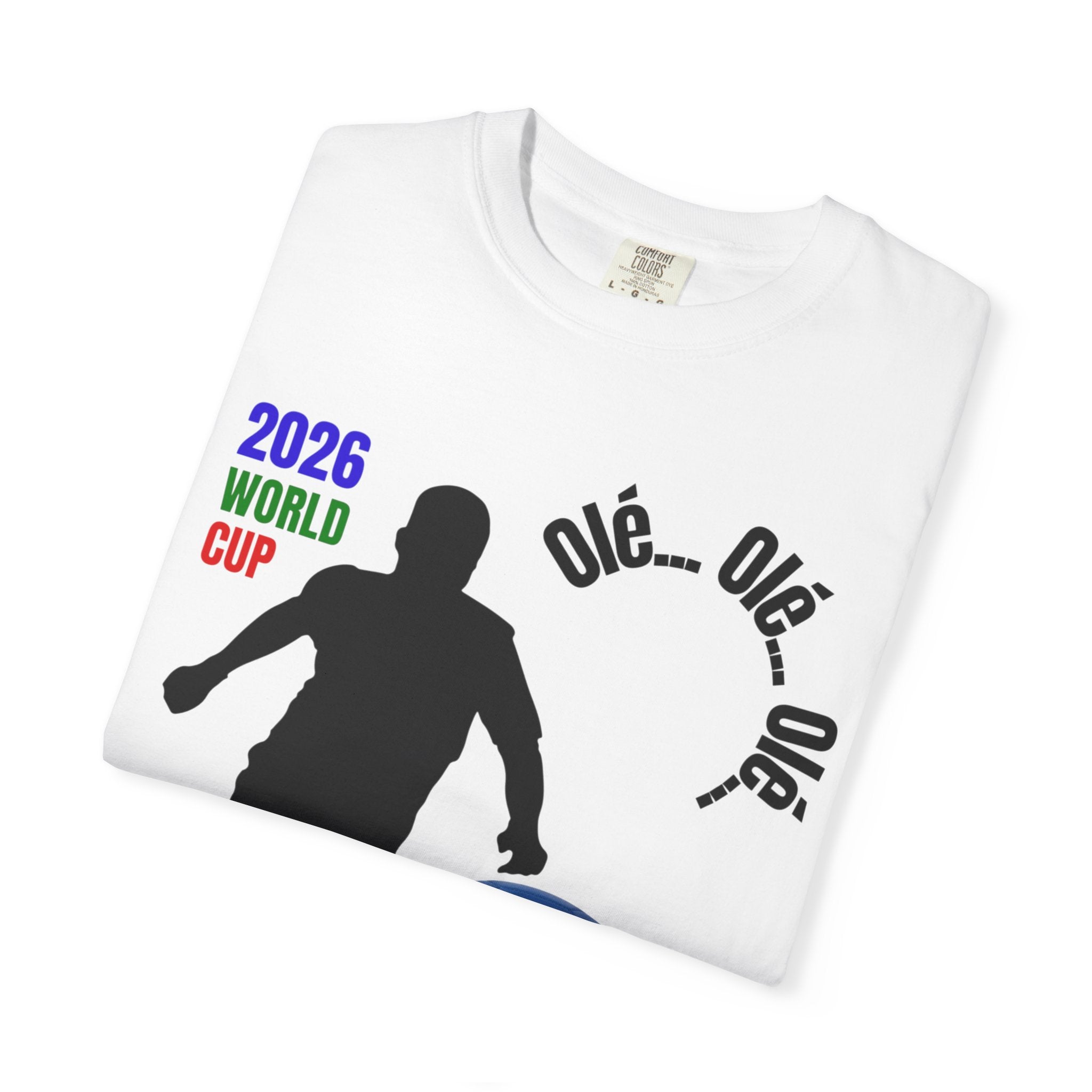 2026 World Cup Soccer T-Shirt — 'Olé Olé Olé' Fan Tee with Player Silhouette