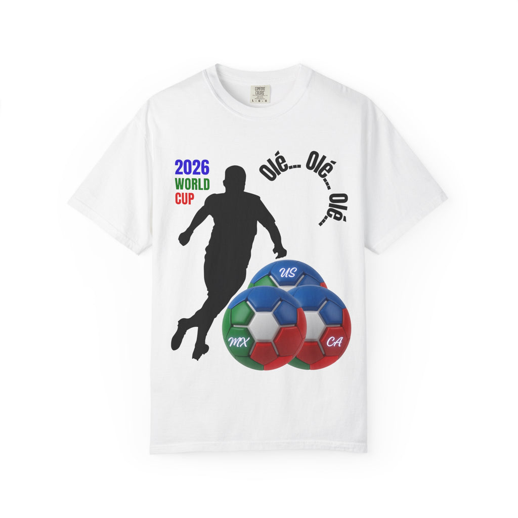 2026 World Cup Soccer T-Shirt — 'Olé Olé Olé' Fan Tee with Player Silhouette