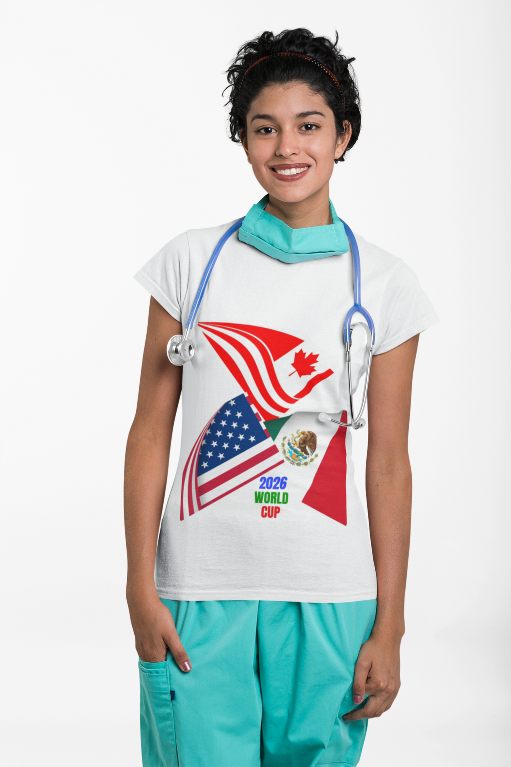 2026 World Cup USA Canada Mexico 3-Flags Tee