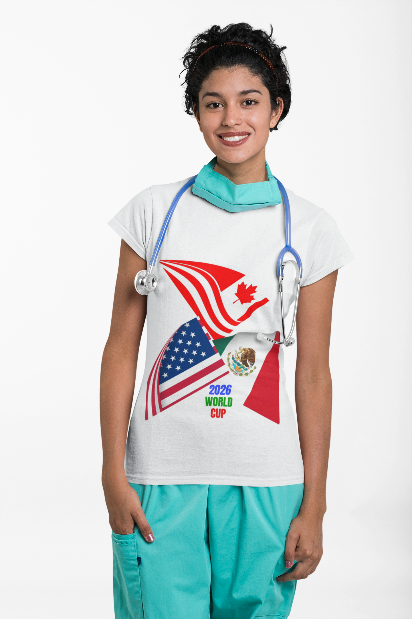 2026 World Cup USA Canada Mexico 3-Flags Tee
