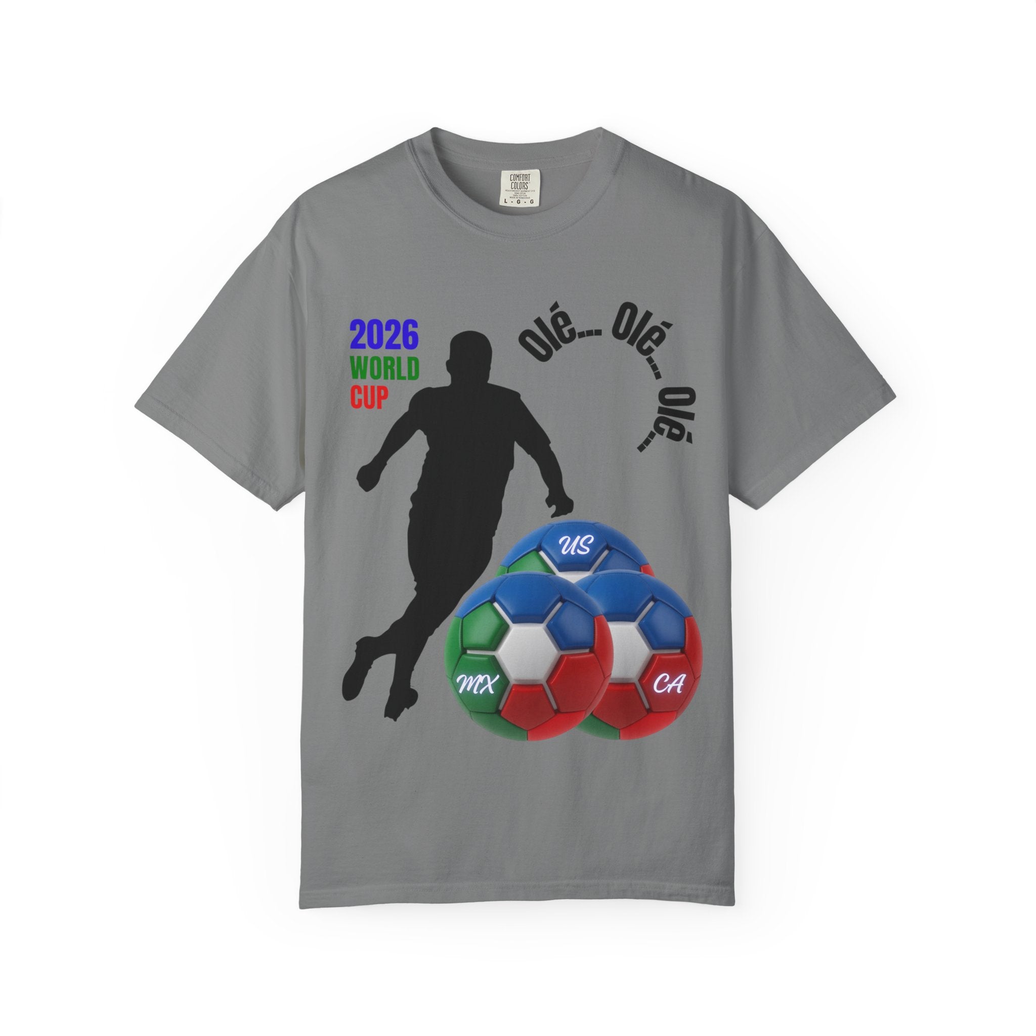2026 World Cup Soccer T-Shirt — 'Olé Olé Olé' Fan Tee with Player Silhouette