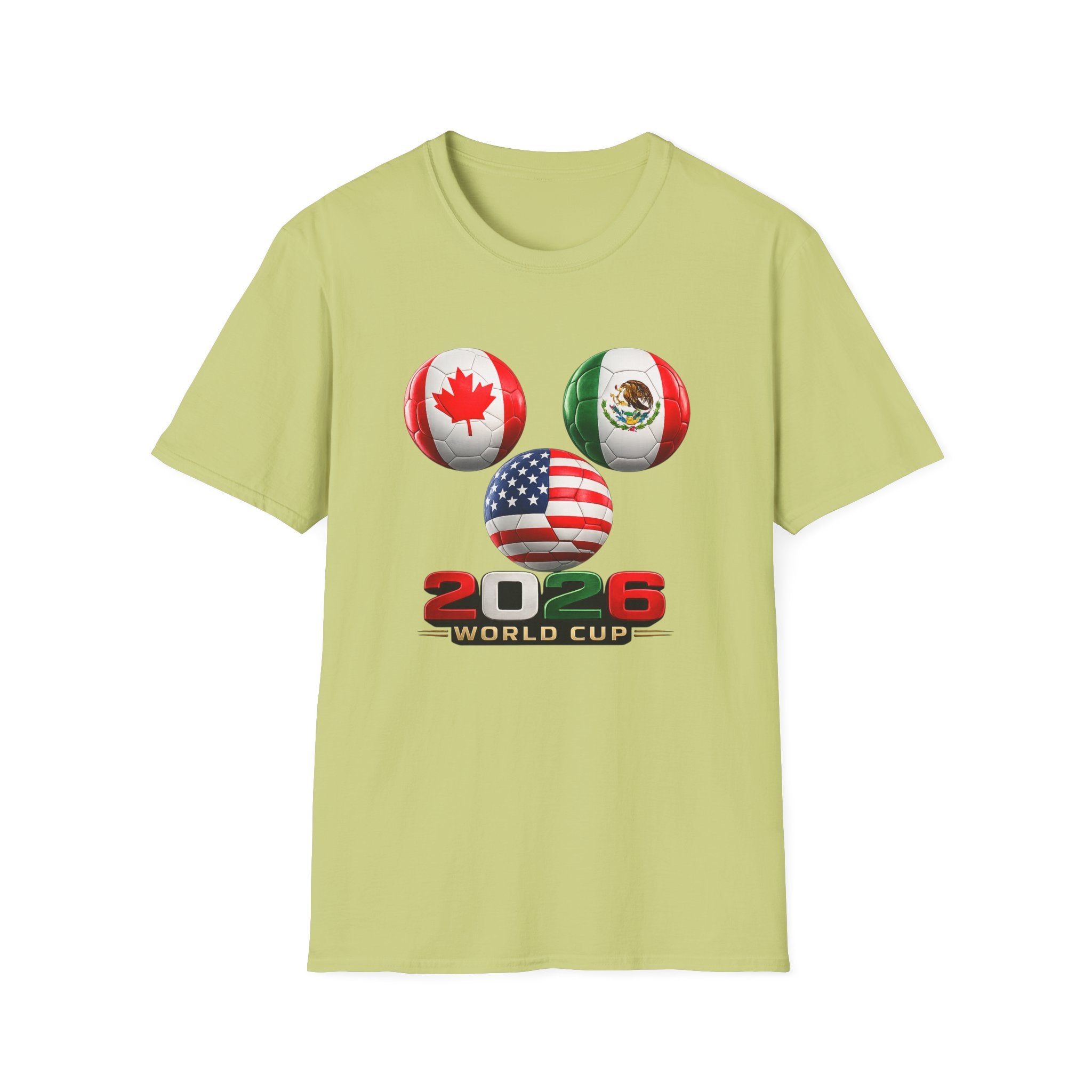 World Cup Trio Soccer Ball T-Shirt — USA Canada Mexico Flags