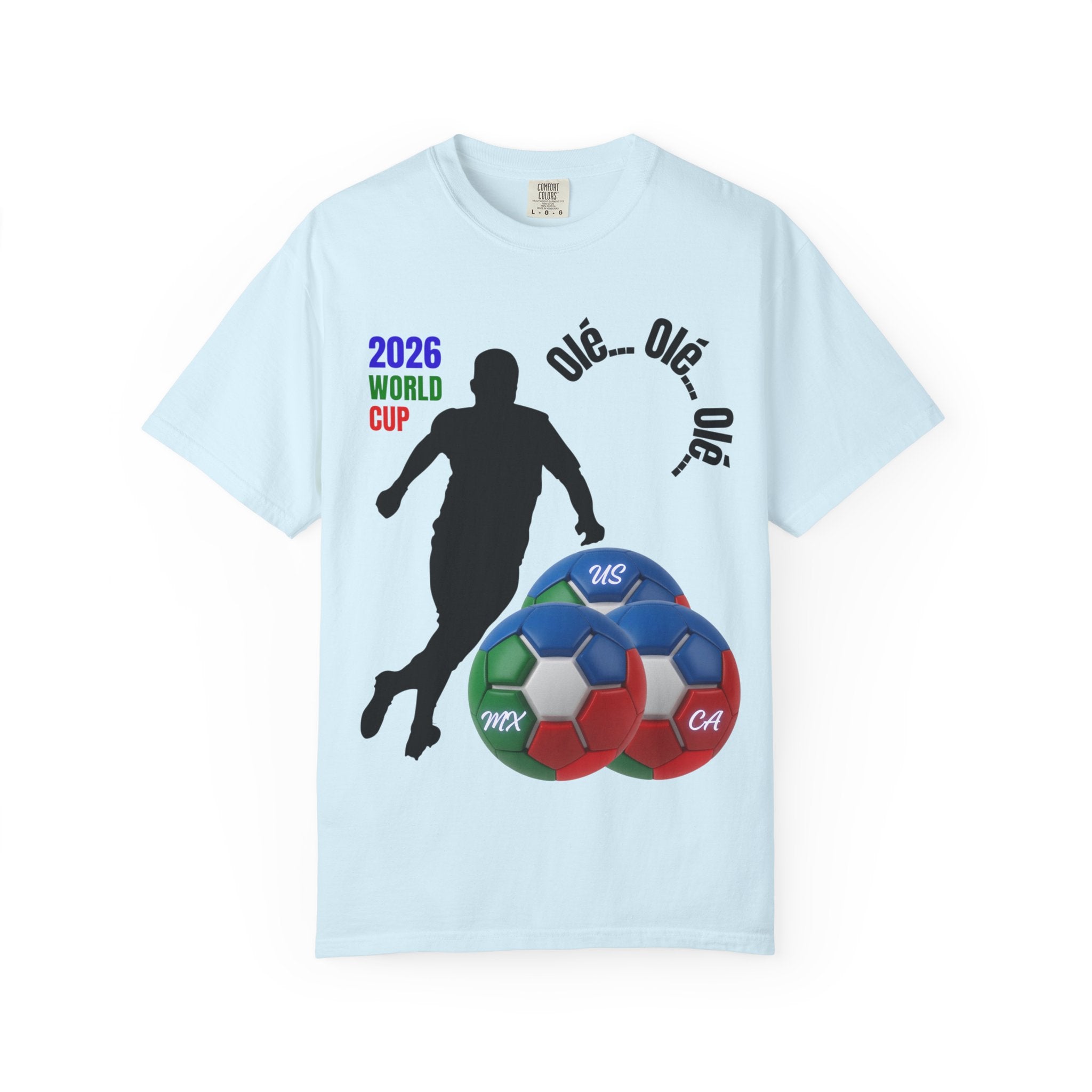 2026 World Cup Soccer T-Shirt — 'Olé Olé Olé' Fan Tee with Player Silhouette