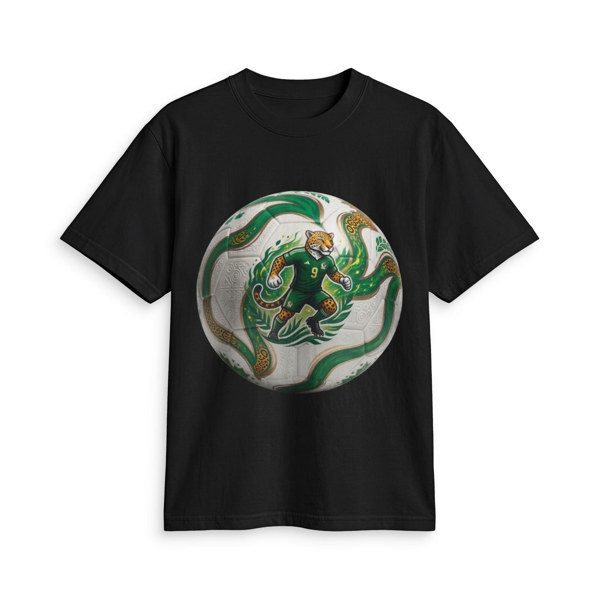 Soccer Graphic T‑Shirt — Green Ball Mexico 2026 World Cup Style Football Design