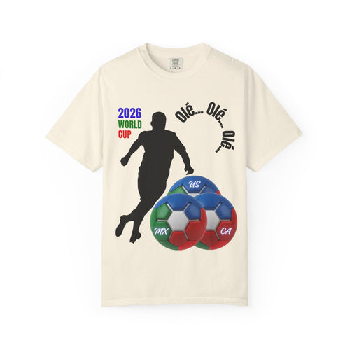 2026 World Cup Soccer T-Shirt — 'Olé Olé Olé' Fan Tee with Player Silhouette