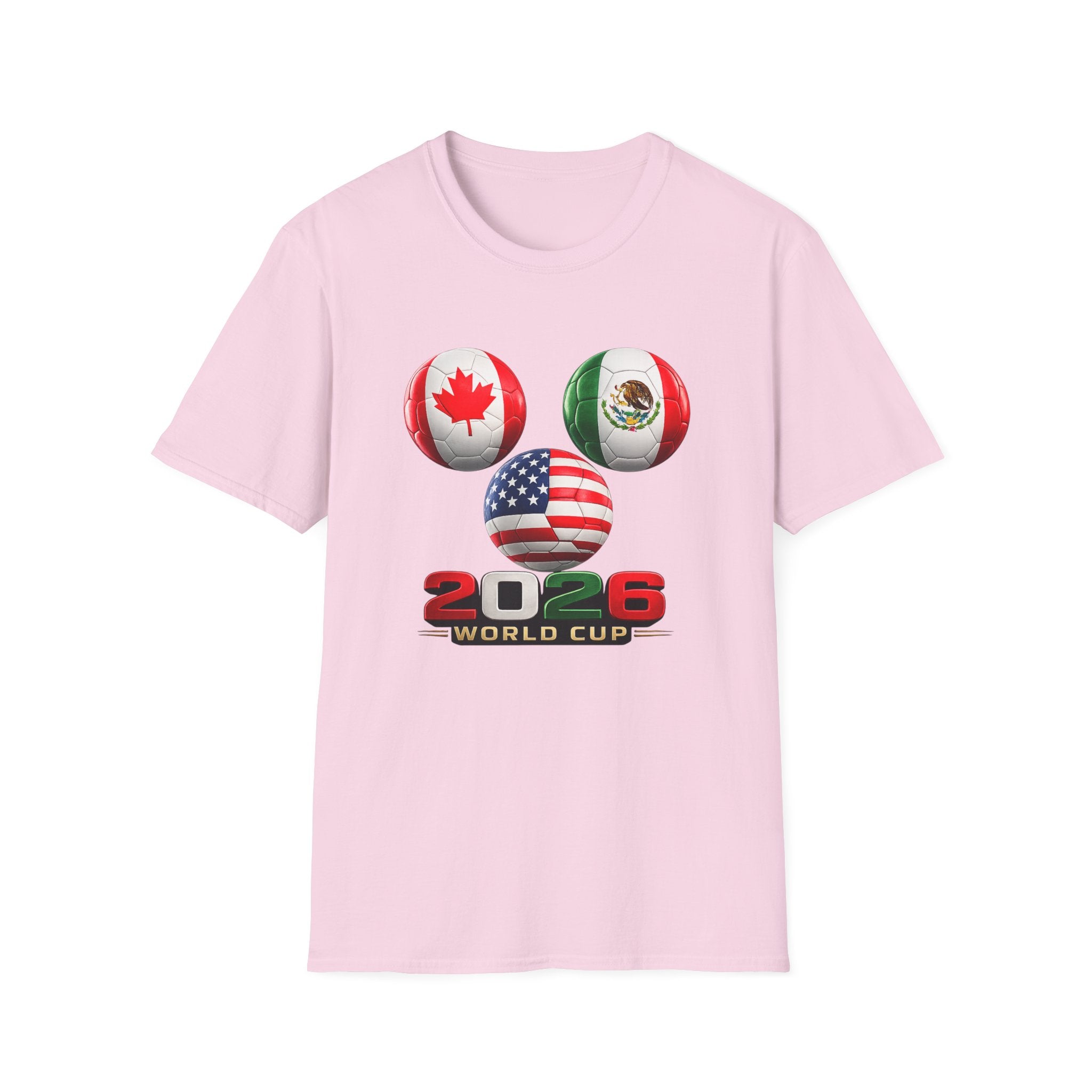 World Cup Trio Soccer Ball T-Shirt — USA Canada Mexico Flags
