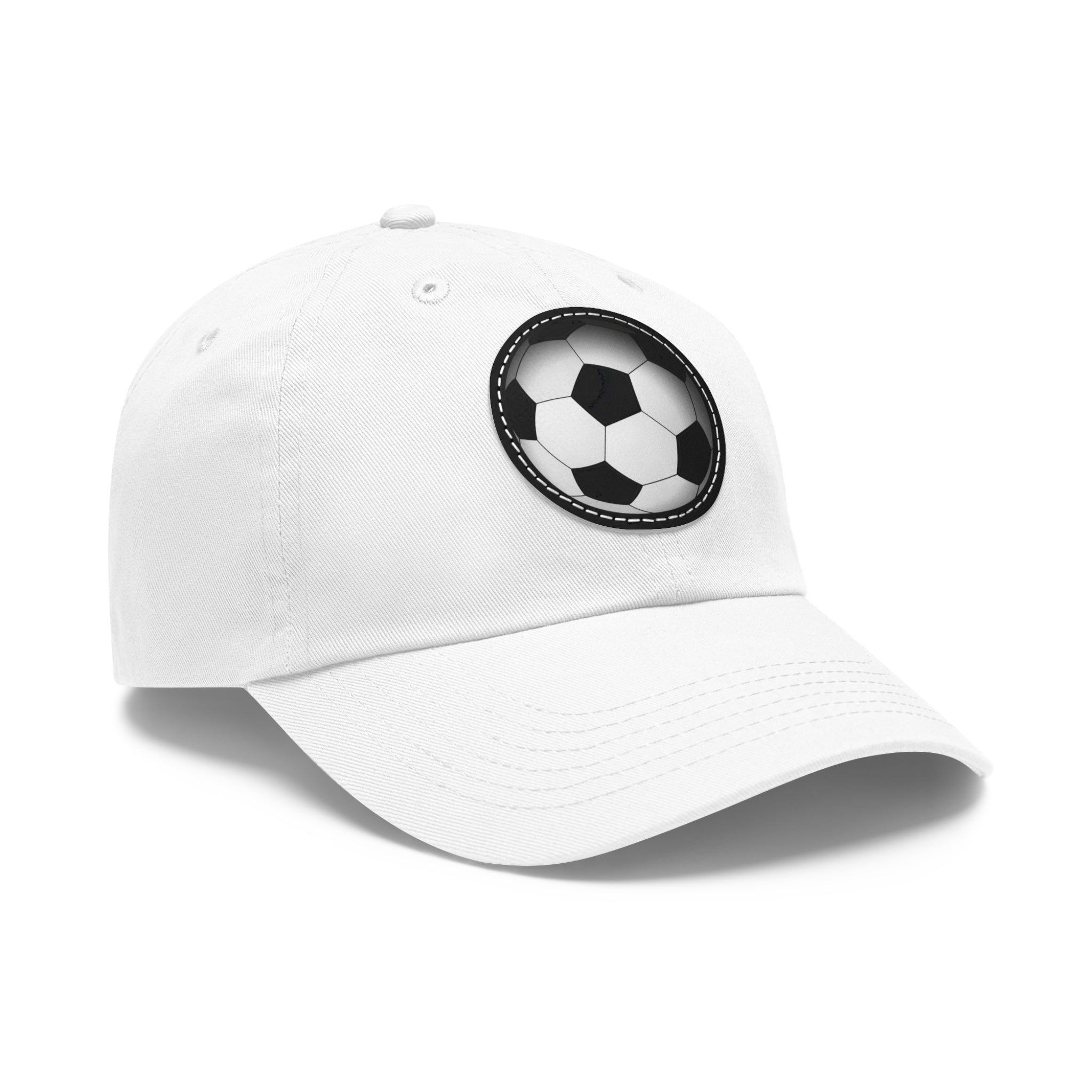 Soccer Leather Patch Dad Hat — Round Football Baseball Cap