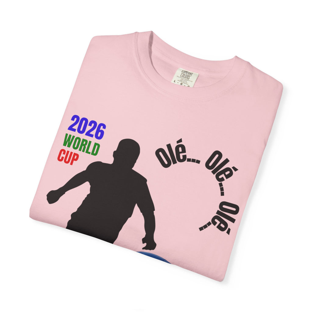2026 World Cup Soccer T-Shirt — 'Olé Olé Olé' Fan Tee with Player Silhouette