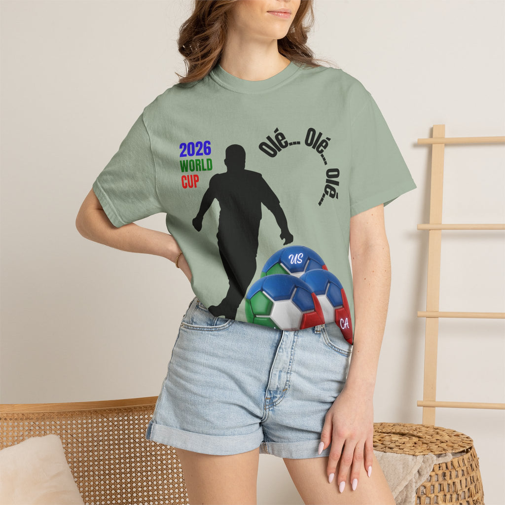 2026 World Cup Soccer T-Shirt — 'Olé Olé Olé' Fan Tee with Player Silhouette