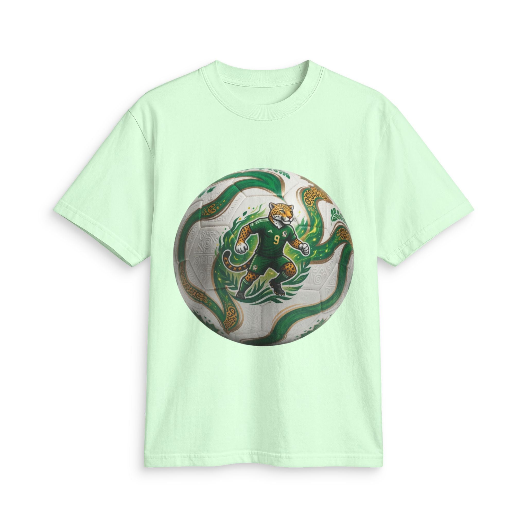 Soccer Graphic T‑Shirt — Green Ball Mexico 2026 World Cup Style Football Design