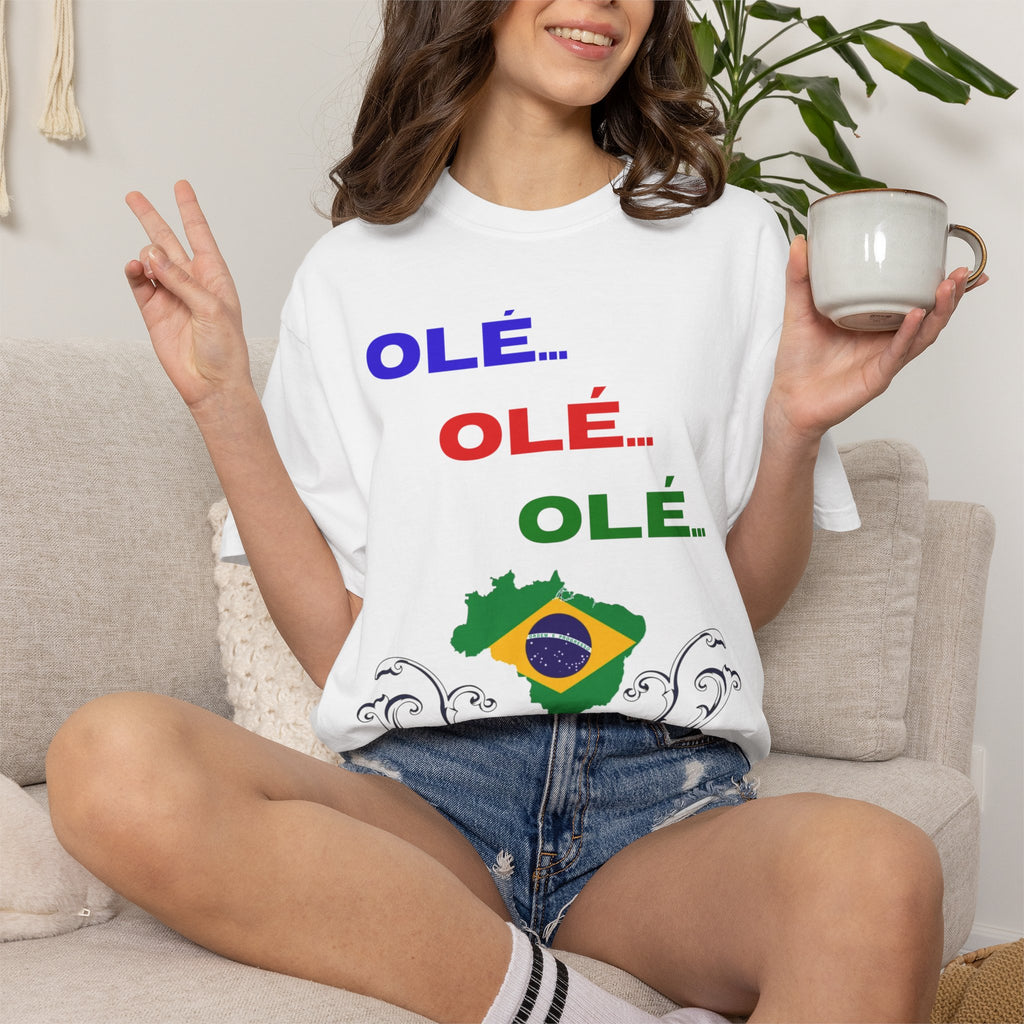 Brazil Olé World Cup 2026 T-Shirt — Brazil Flag Map Soccer Fan Tee