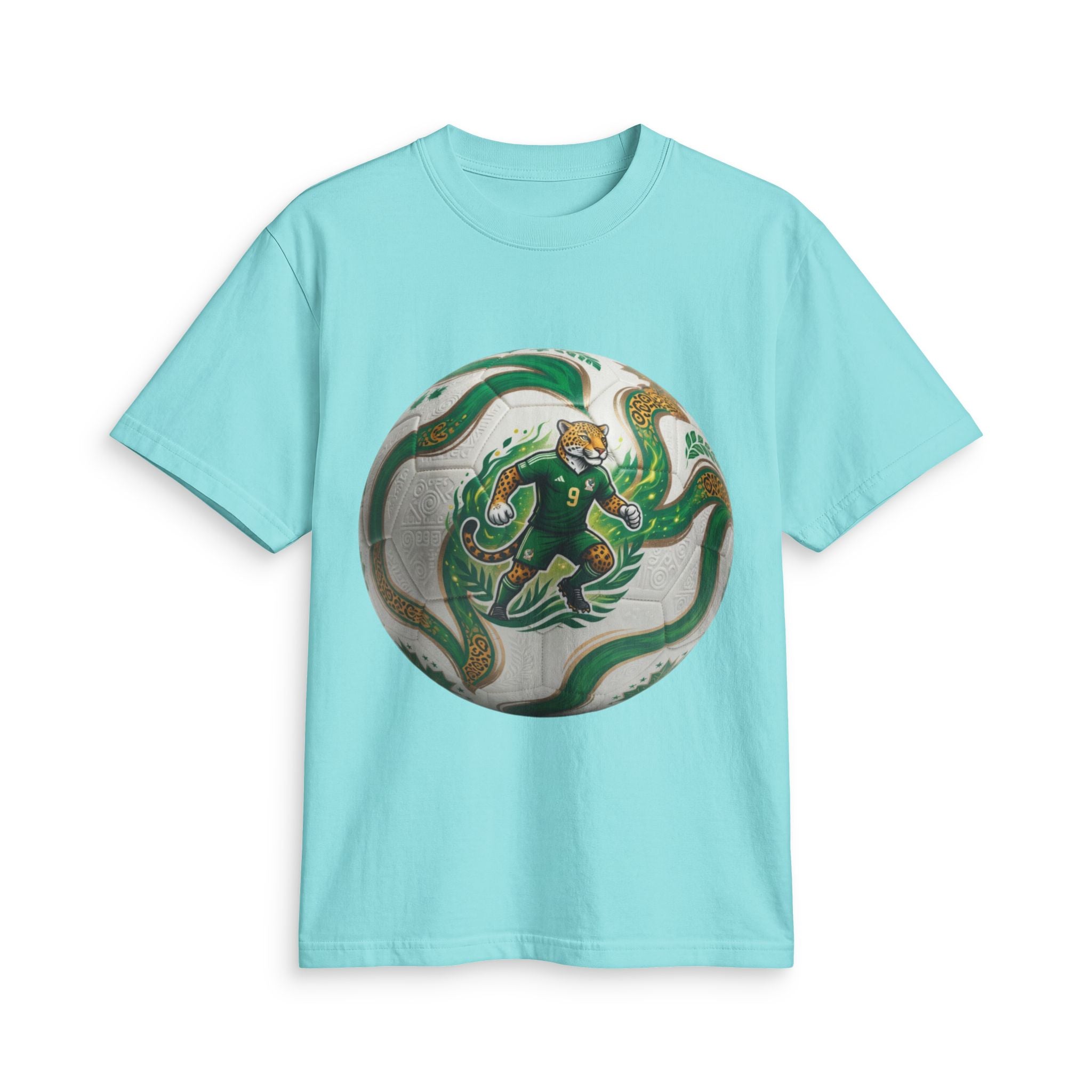 Soccer Graphic T‑Shirt — Green Ball Mexico 2026 World Cup Style Football Design