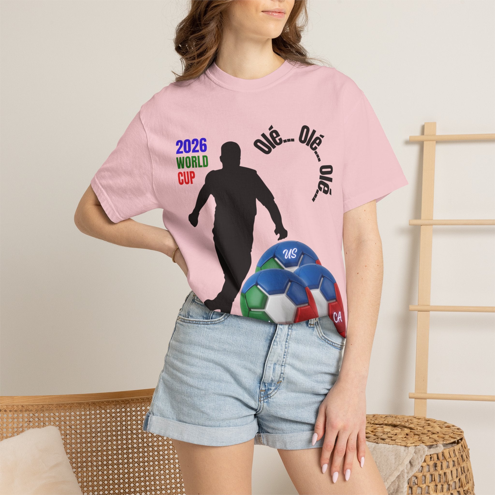 2026 World Cup Soccer T-Shirt — 'Olé Olé Olé' Fan Tee with Player Silhouette