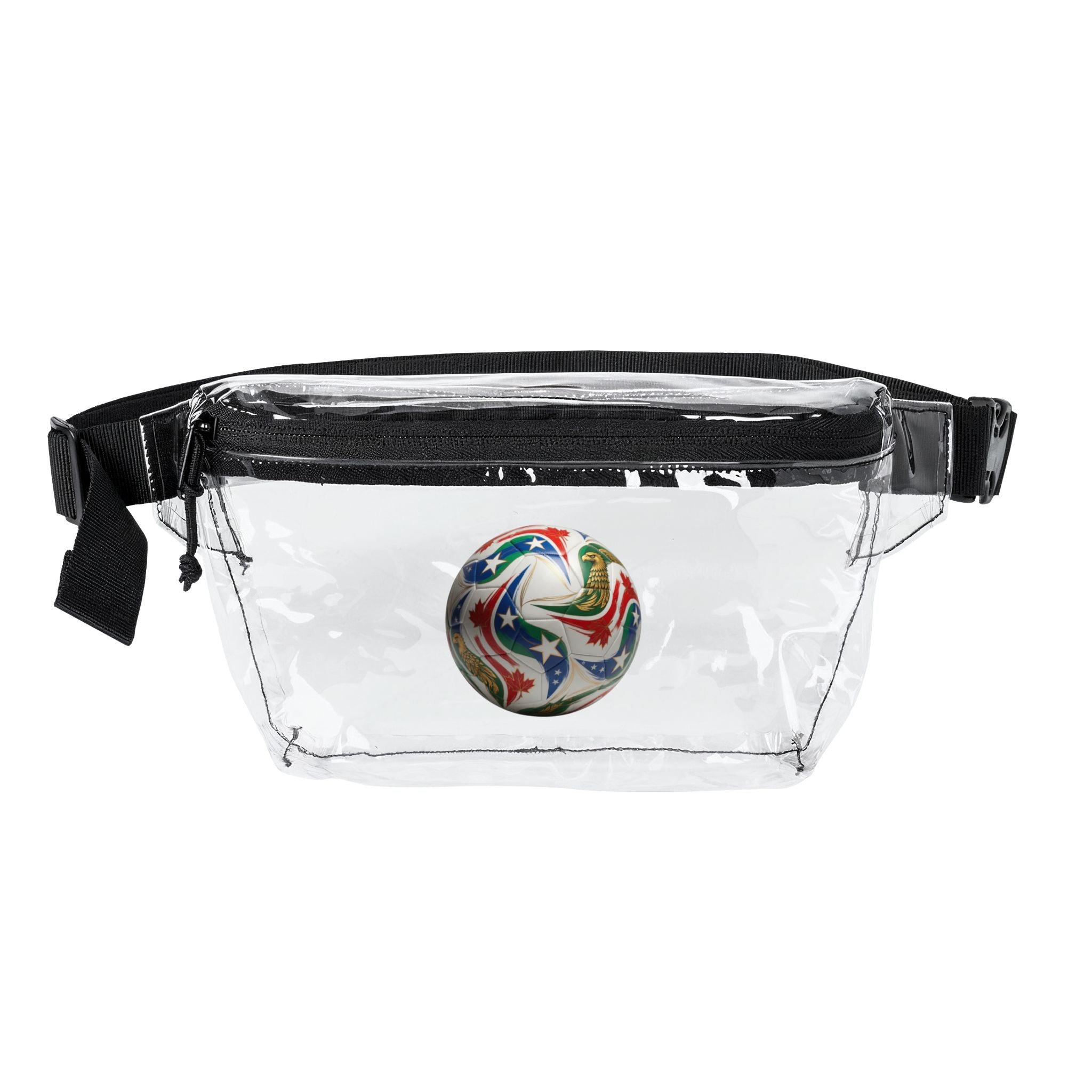 Colorful Soccer Ball Transparent Fanny Pack | Clear Stadium Bag, PVC