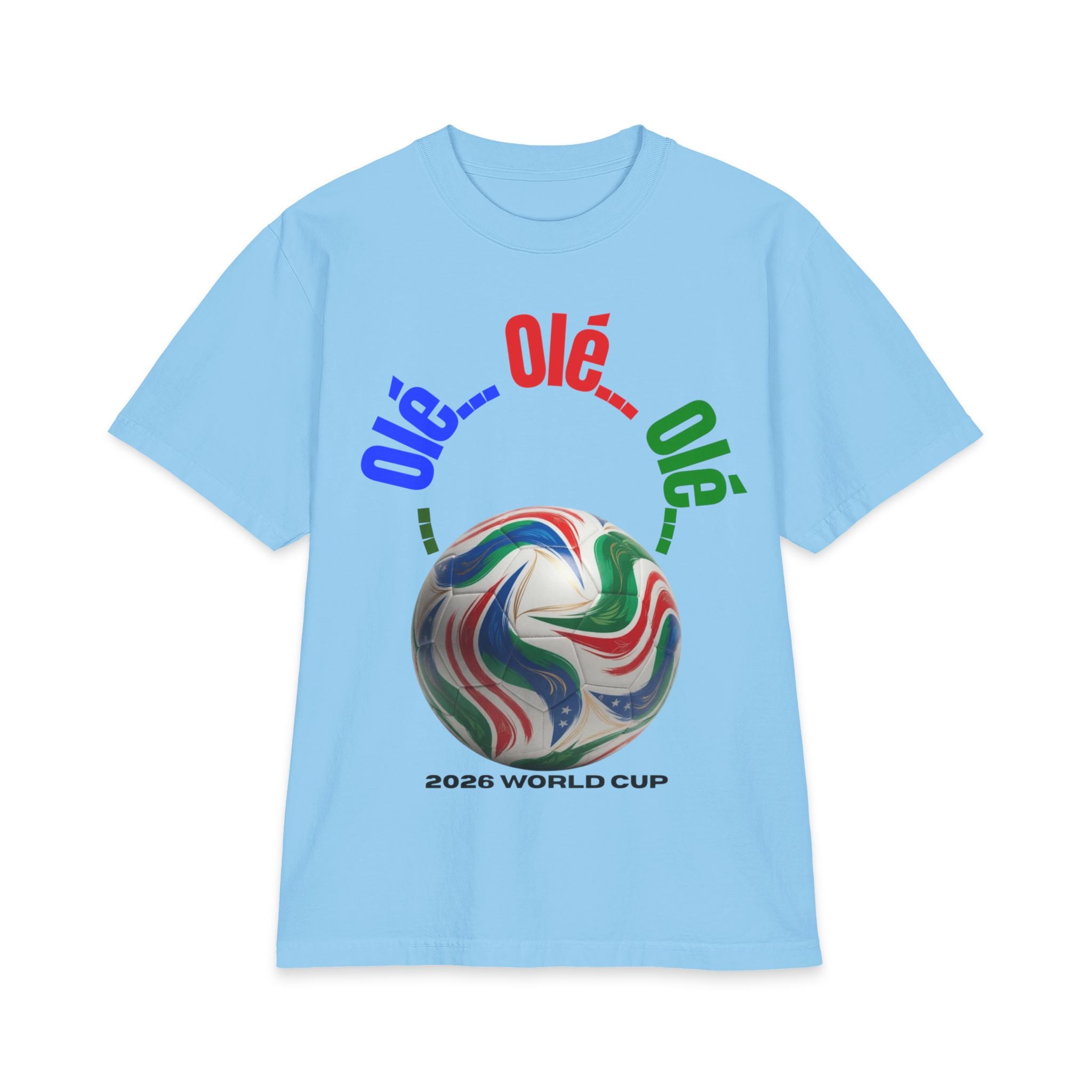 2026 World Cup Soccer T-Shirt — "Olé Olé" Colorful Football Design