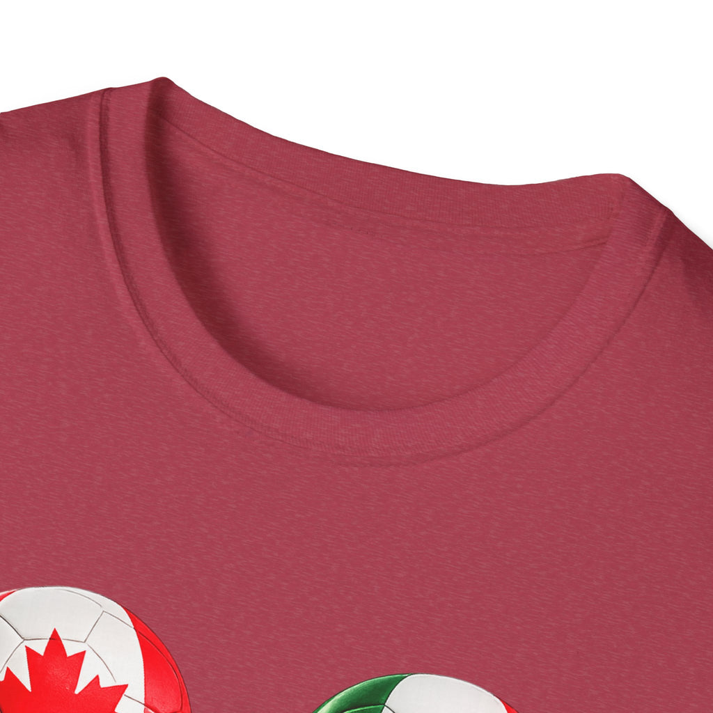 World Cup Trio Soccer Ball T-Shirt — USA Canada Mexico Flags