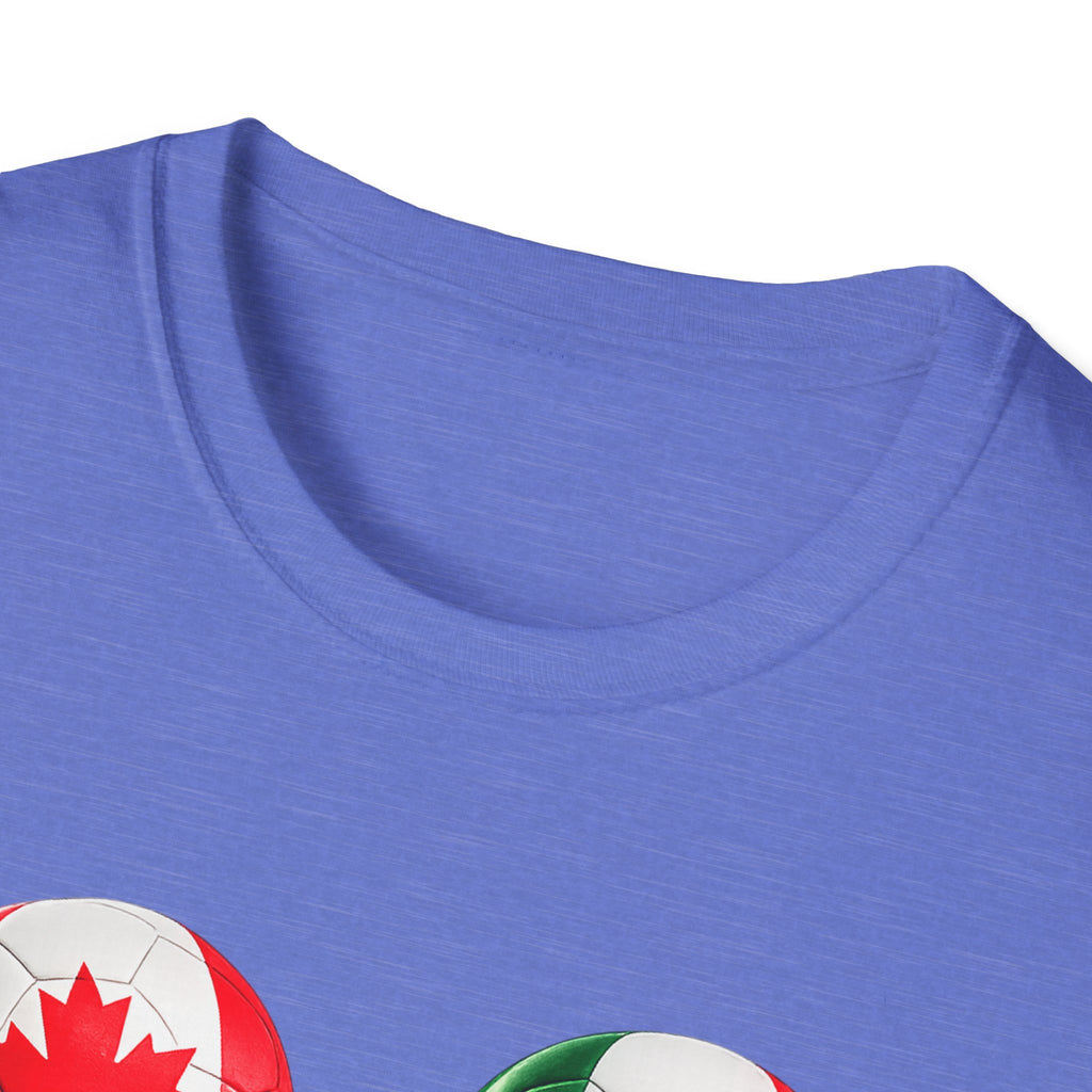 World Cup Trio Soccer Ball T-Shirt — USA Canada Mexico Flags