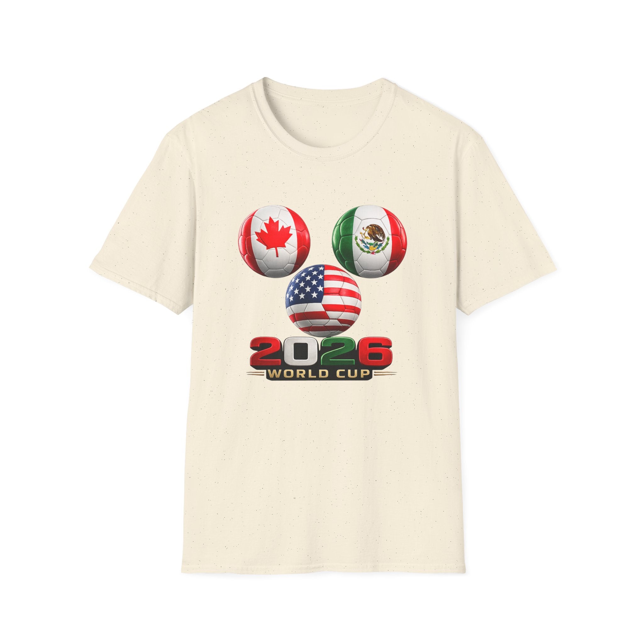 World Cup Trio Soccer Ball T-Shirt — USA Canada Mexico Flags