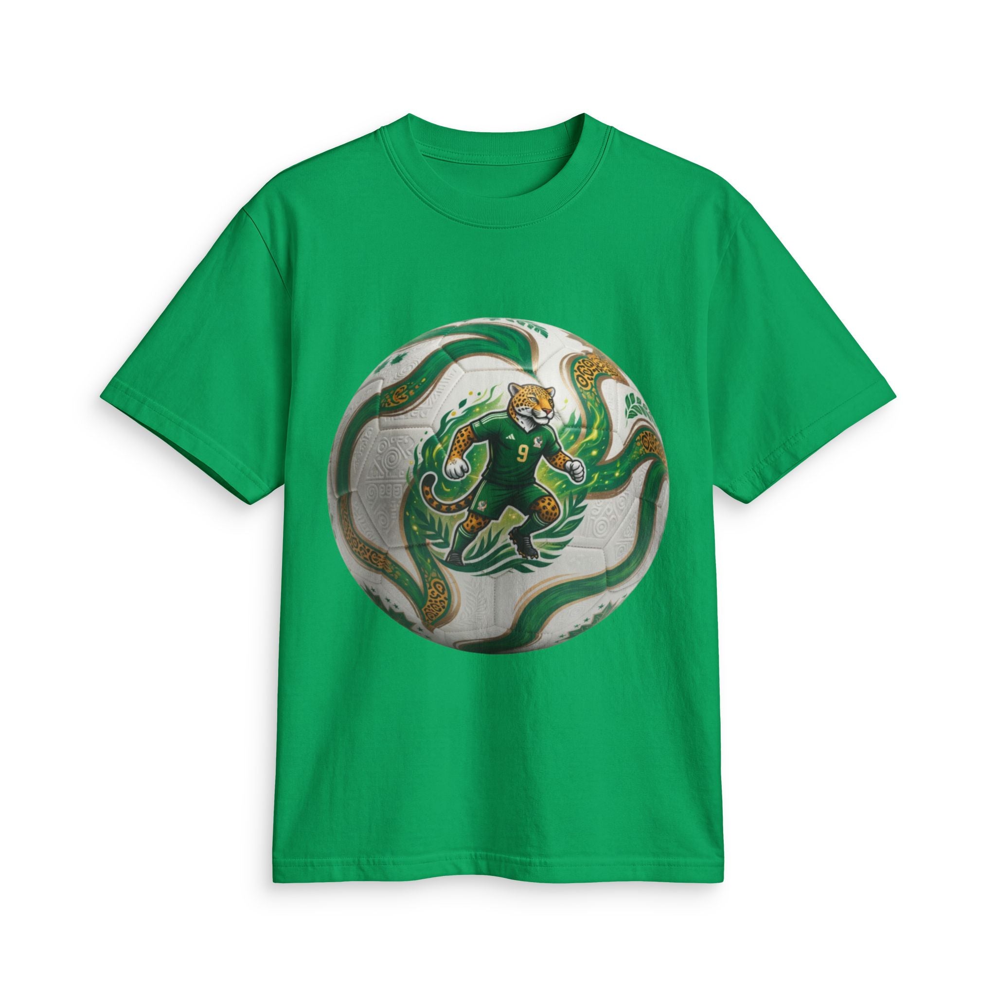 Soccer Graphic T‑Shirt — Green Ball Mexico 2026 World Cup Style Football Design