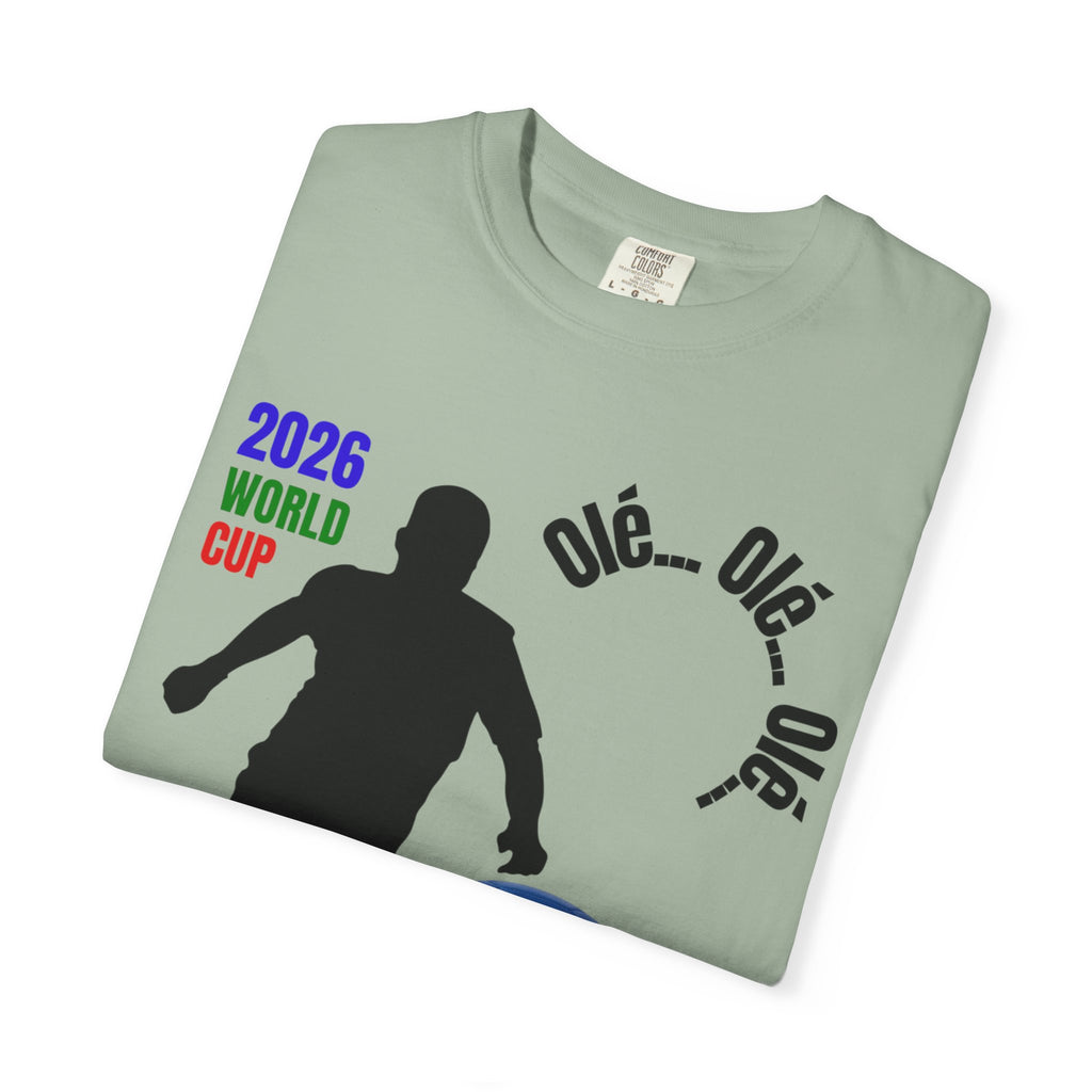 2026 World Cup Soccer T-Shirt — 'Olé Olé Olé' Fan Tee with Player Silhouette